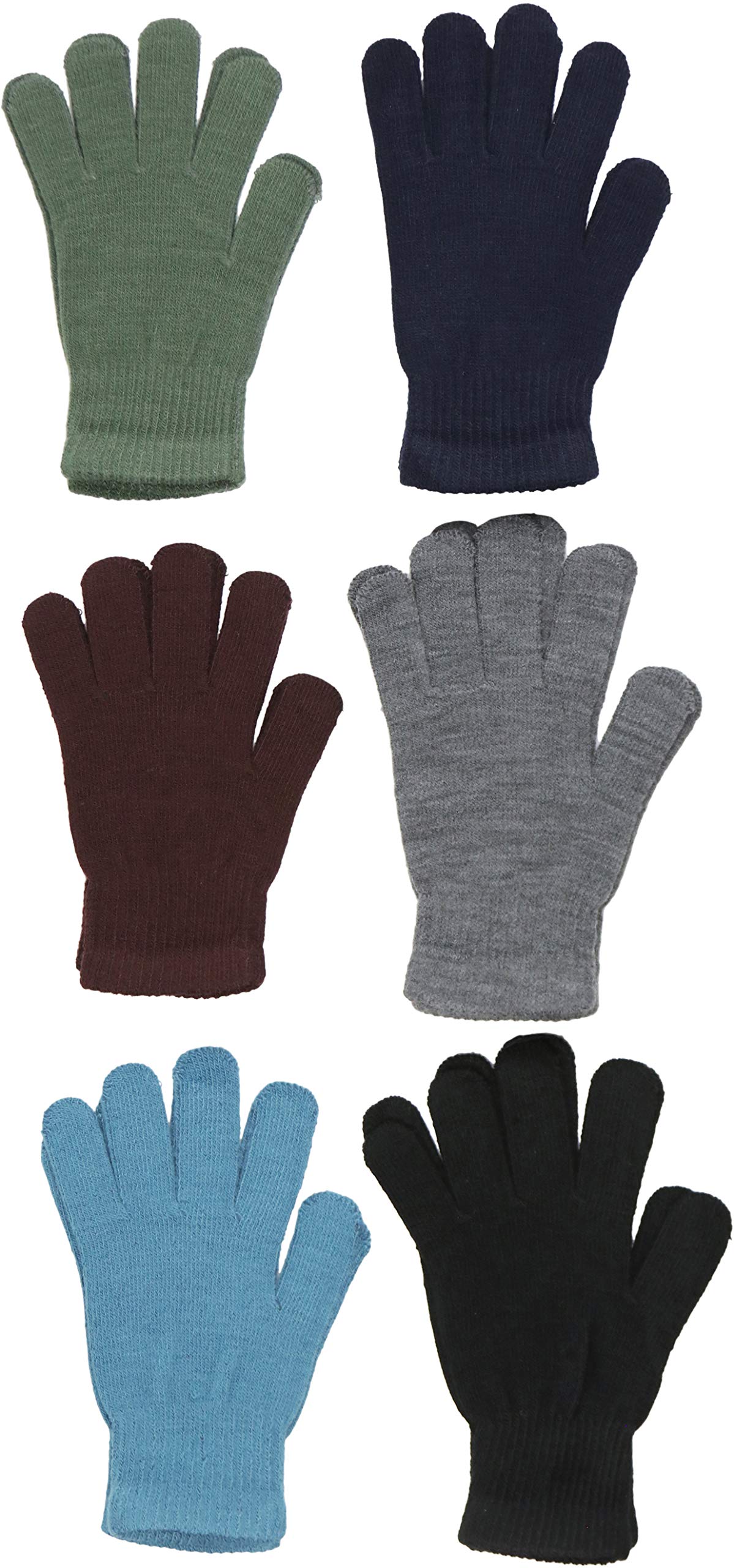 ToBeInStyle Men's Pack of 6 Knit Solid Color Magic Gloves - Assorted - One Size