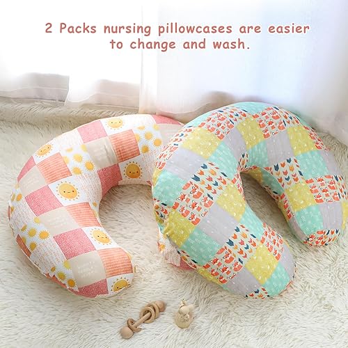 Miniatura 5 de SWESEN Paquete de 2 fundas de almohada de lactancia para bebés, fundas de almohada de lactancia, suaves y elásticas, se adaptan a la almohada de