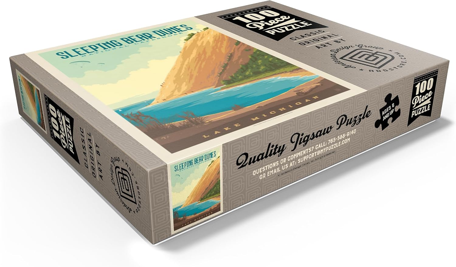 MyPuzzle Sleeping Bear Dunes National Lakeshore, Vintage Poster - Premium 100 Piece Jigsaw Puzzle for Adults