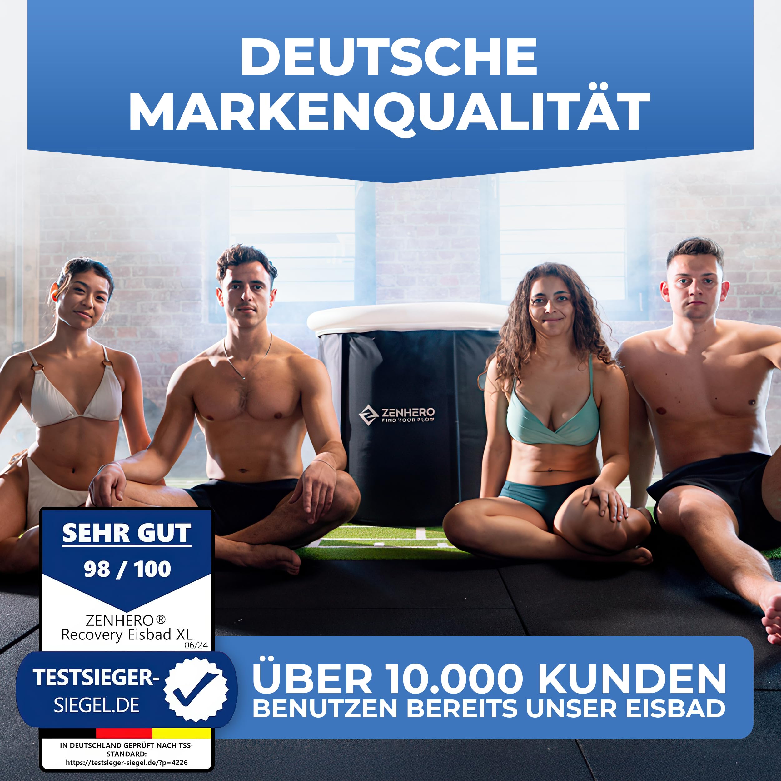 Zenhero Recovery - Kit de baño de hielo (85 cm de diámetro), máximo confort y mucho espacio, con termómetro y 2 cuidados de agua, terapia de frío para el hogar – Tonel de hielo con 5 capas aislantes