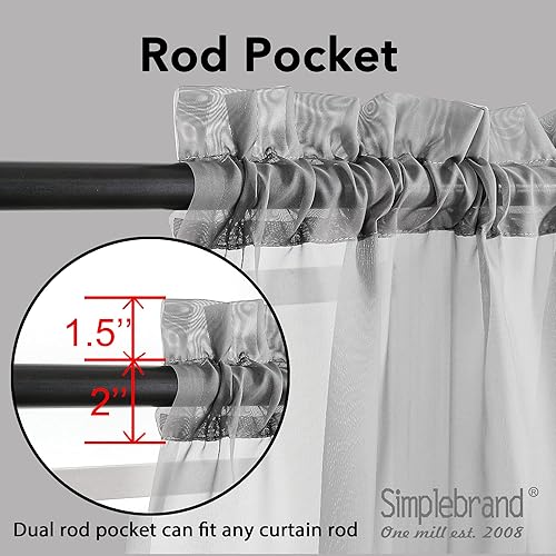 Miniatura 5 de Cortinas traslúcidas grises de 84 pulgadas de largo, con bolsillo para barra de cortina, paneles de cortinas traslúcidas para ventana, elegantes