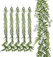6-Pack 6ft Artificial Greenery Garland - Realistic Fake Fern Vines for Table, Room, Wedding, Garden Decor