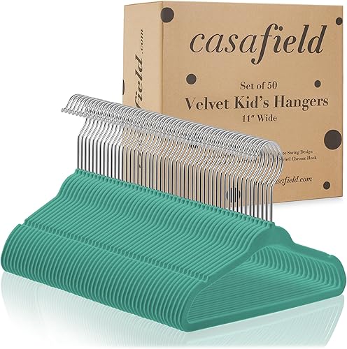 Miniatura 4 de Casafield - 50 ganchos pequeños de terciopelo, tamaño de 11 pulgadas para ropa infantil y de niño pequeño