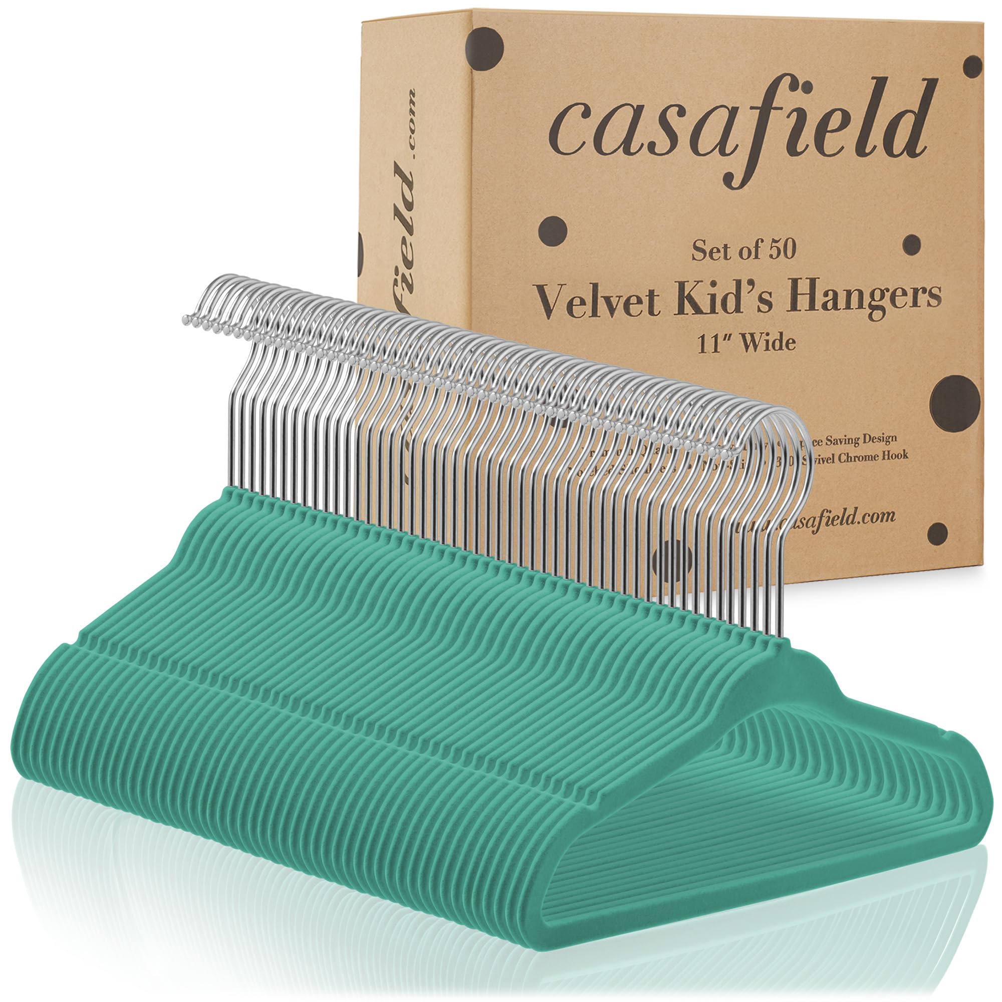 Casafield Baby-Kleiderbügel, Samt, 28 cm, Blaugrün, 50 Stück