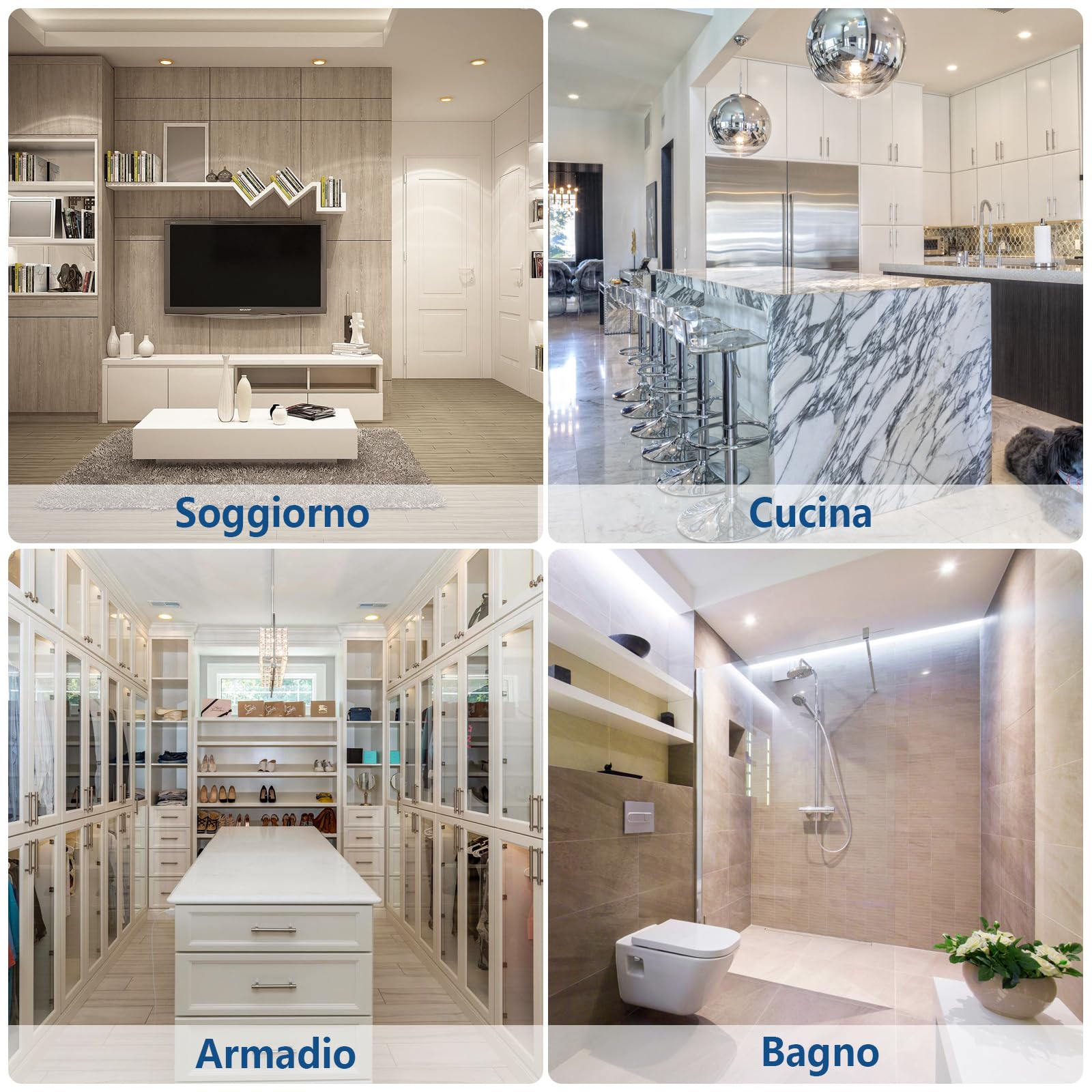 HiBay Faretti Led da Incasso per Cartongesso 7W Ultrasottili Faretti Led Soffitto Incasso 850LM Bianco Neutro 220V Inox IP44,Foro Ø60mm-65mm per Bagno Cucina,Esterno Set di 10