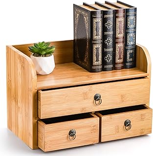 Nicunom Bamboo Desk Organizer, 3-Tier Bamboo Tabletop Storage Organizati...