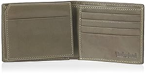 Timberland Men's Leather Wallet with Attached Flip Pocket, Grey (Fine Break), One Size