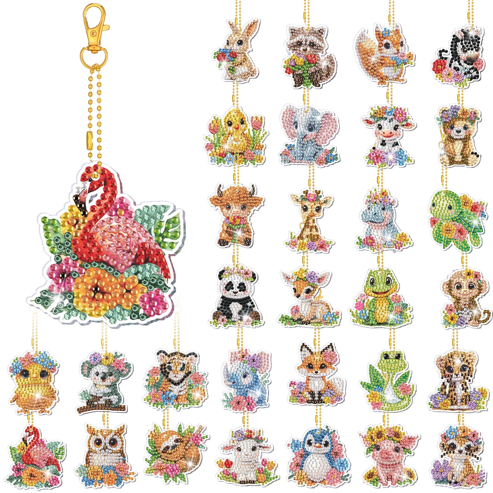 Porte-clés aquarelle strass WILLBOND, le lot de 30 pièces idéal à offrir