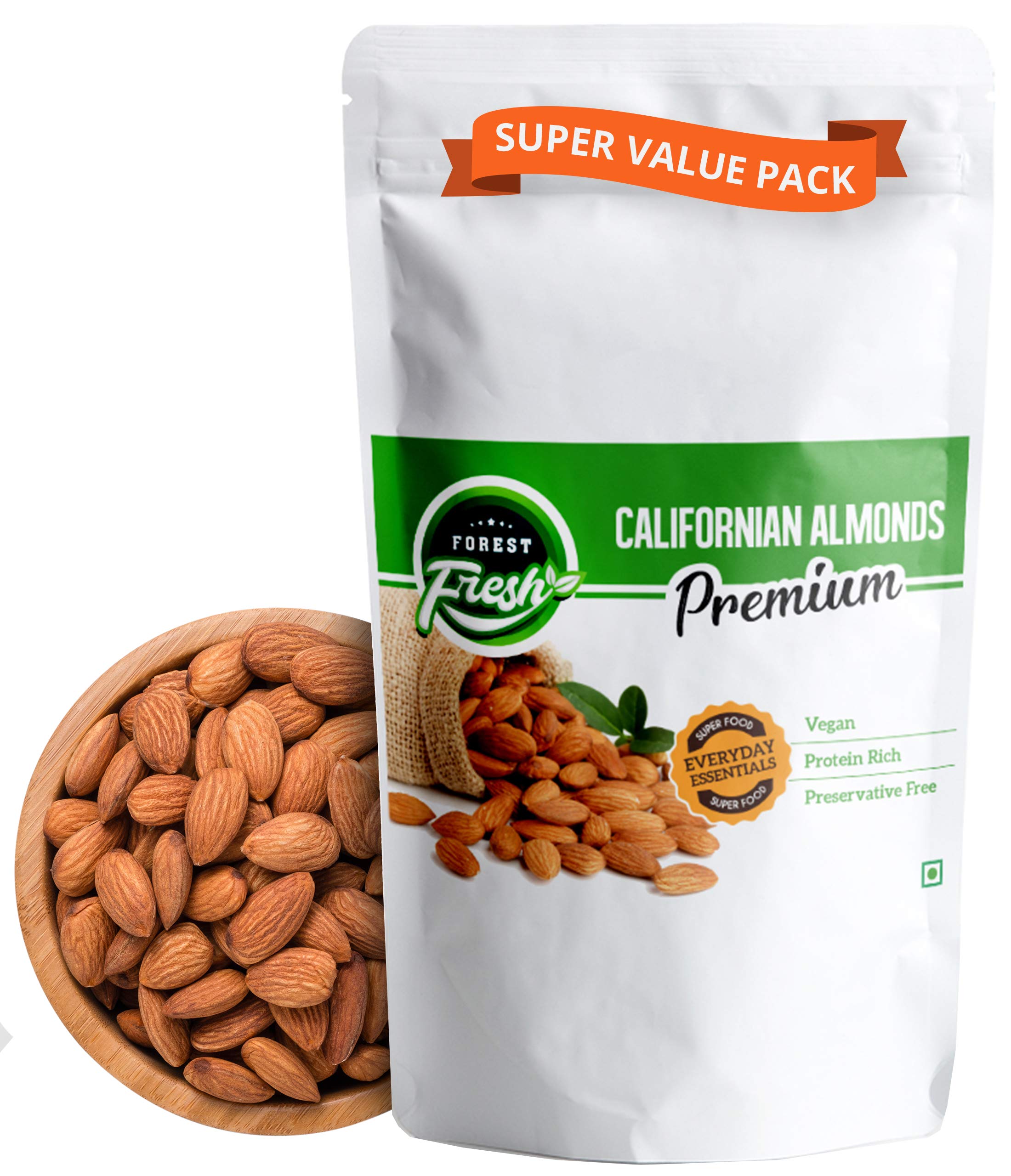 Forest Fresh Premium Almonds (Badam) - 900gm - Super Value Pack - Dry Fruits & Nuts