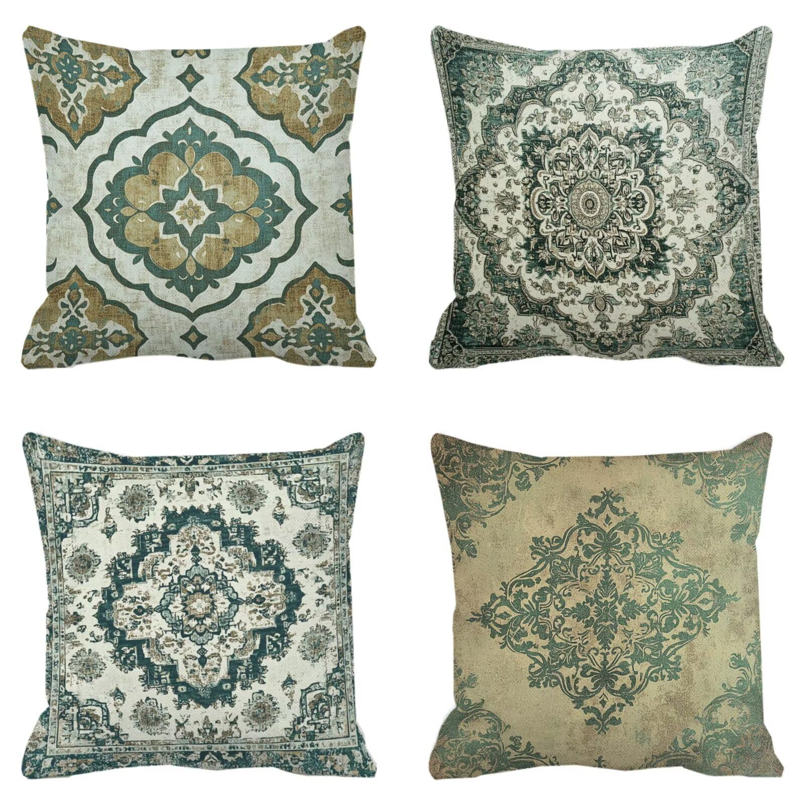 Housse coussin 40x40cm et taie oreiller canape decoration maison boheme jardin lot de 4