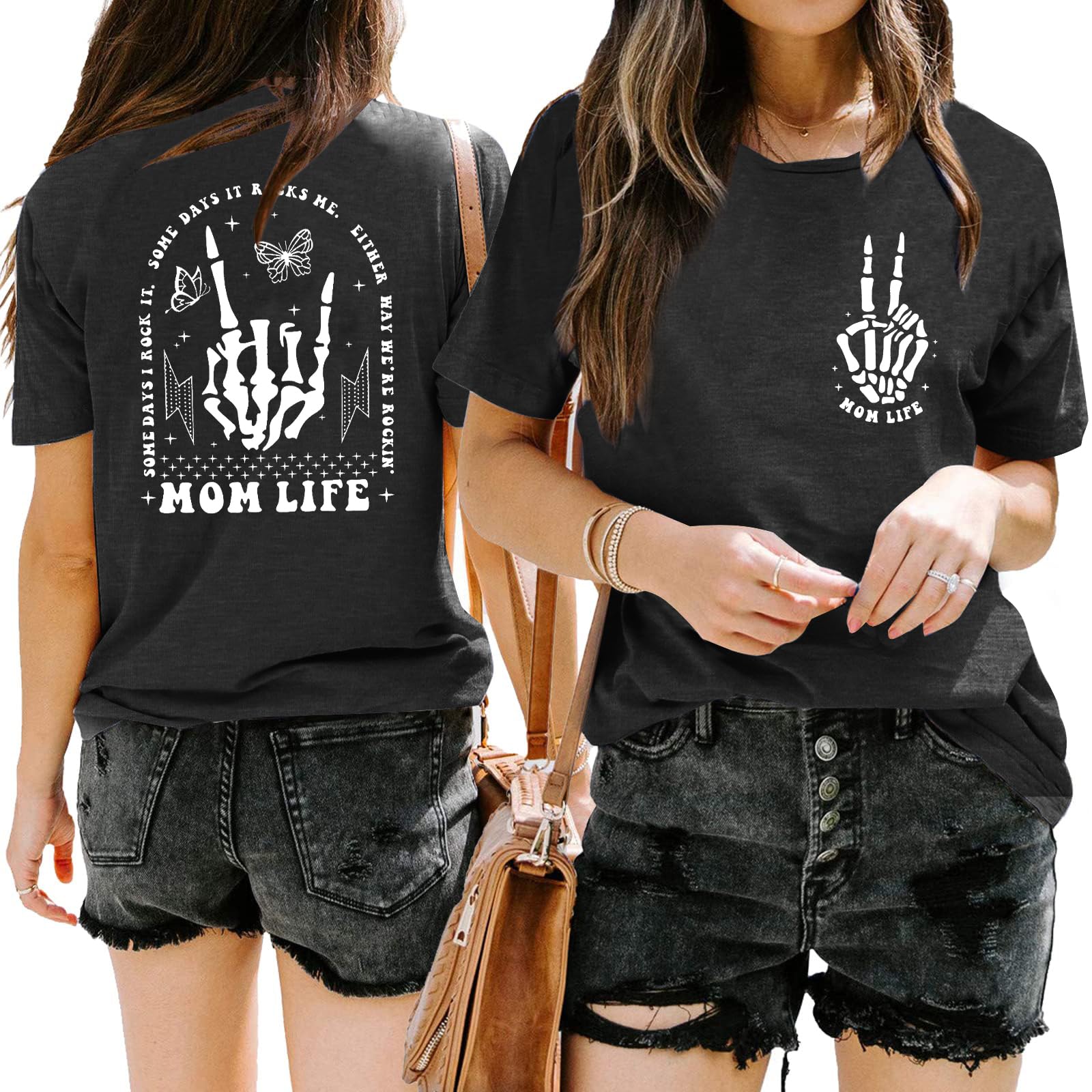 Mama Shirts Mom Life T-Shirts Women Some Days I Rock It Shirt Vintage Casual Short Sleeve Tops