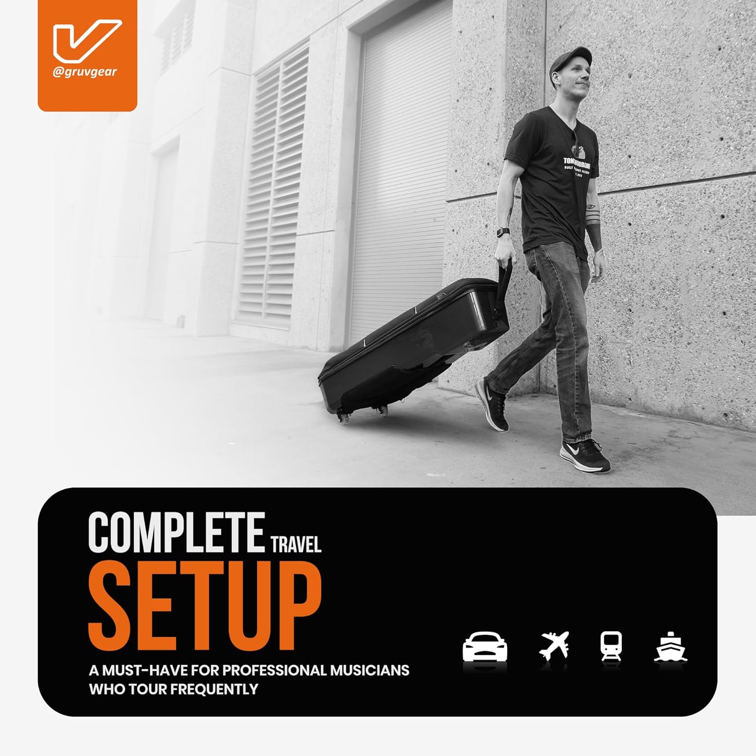 Gruv Gear Electric Guitar Case Hard, Patented Electric Guitar Gig Bag with Adjustable Backpack Straps, Easy Rolling Wheels, Travel Approved, Multiple Pockets for Guitar Accessories, Holds 2 Instrument