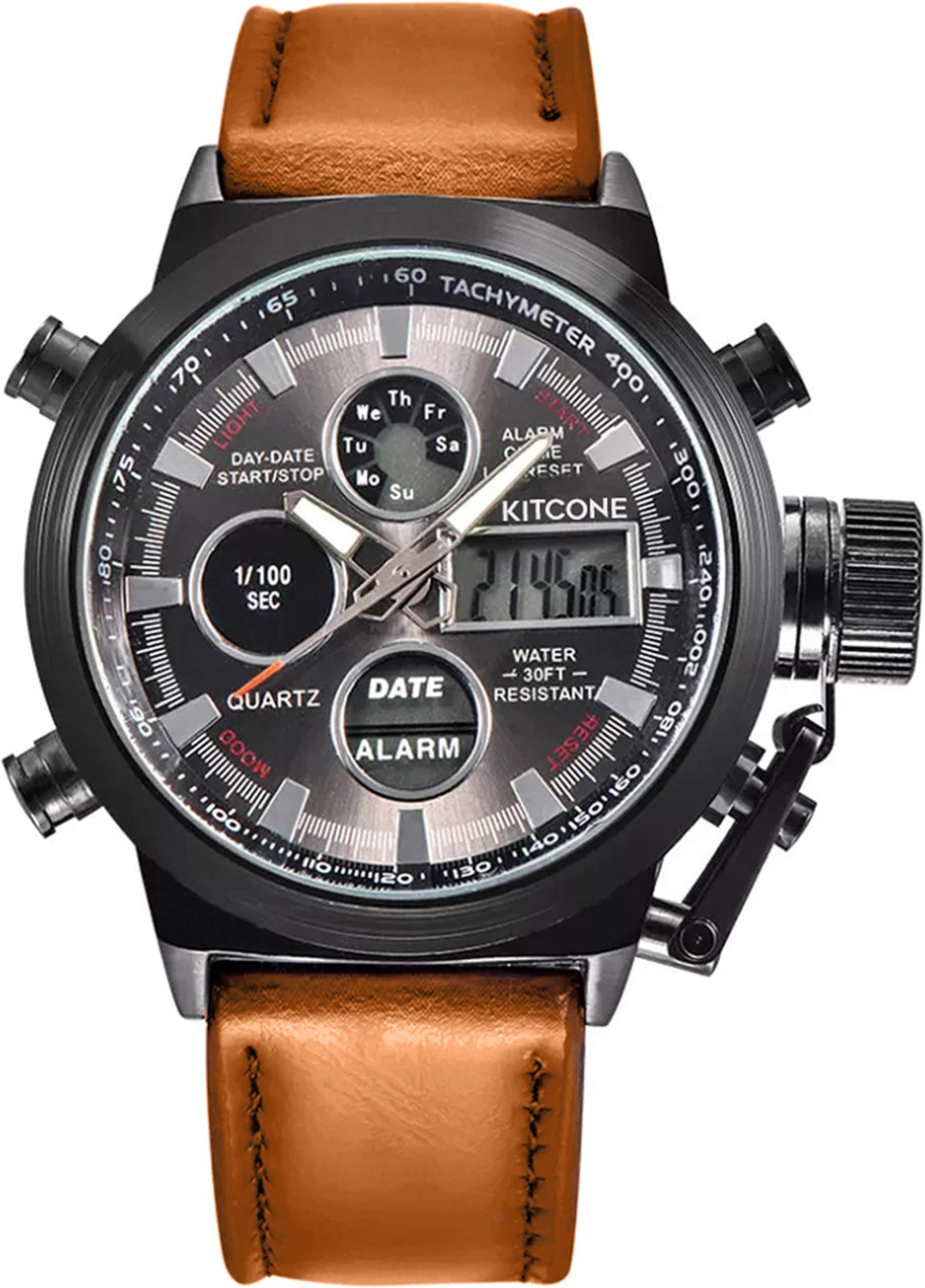 Analogue - Digital Men's Watch (Multicolored Dial Brown Colored Strap)