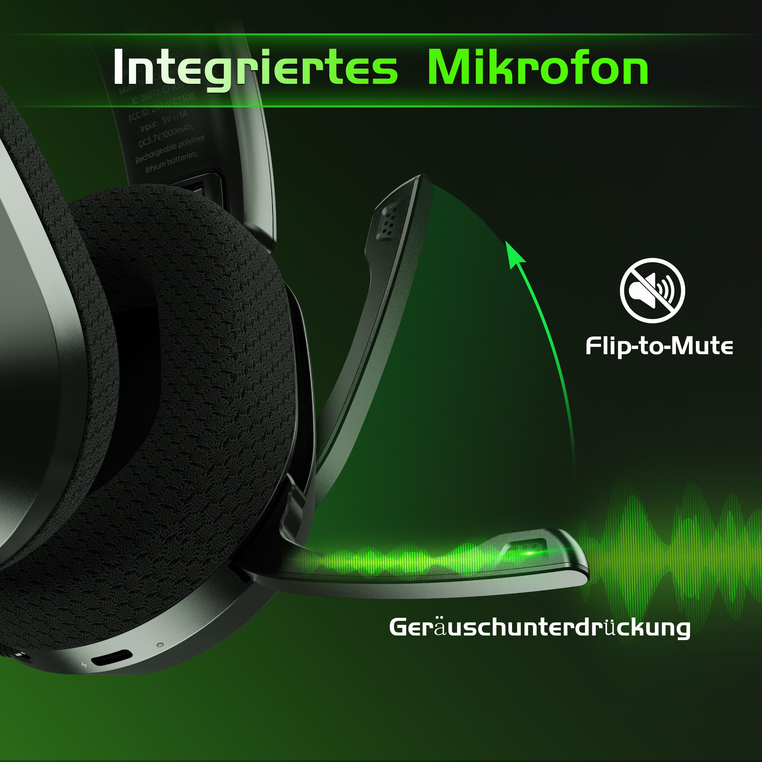 Gvyugke Wireless Gaming Headset für Xbox Series X|S/One, PS5, PS4, PC, Switch, Mac, 2.4GHz & Bluetooth 5.4 Kabelloses & 3.5 mm Kopfhörer mit Noise-Cancelling Mikrofon, Flip-to-Mute Funktion