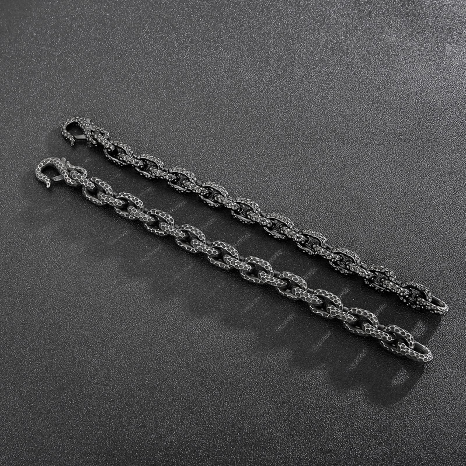 Magnetarmband Herren Schwarz，Gliederarmbänder Punkt Rostfreier Stahl Männer Lederarmband