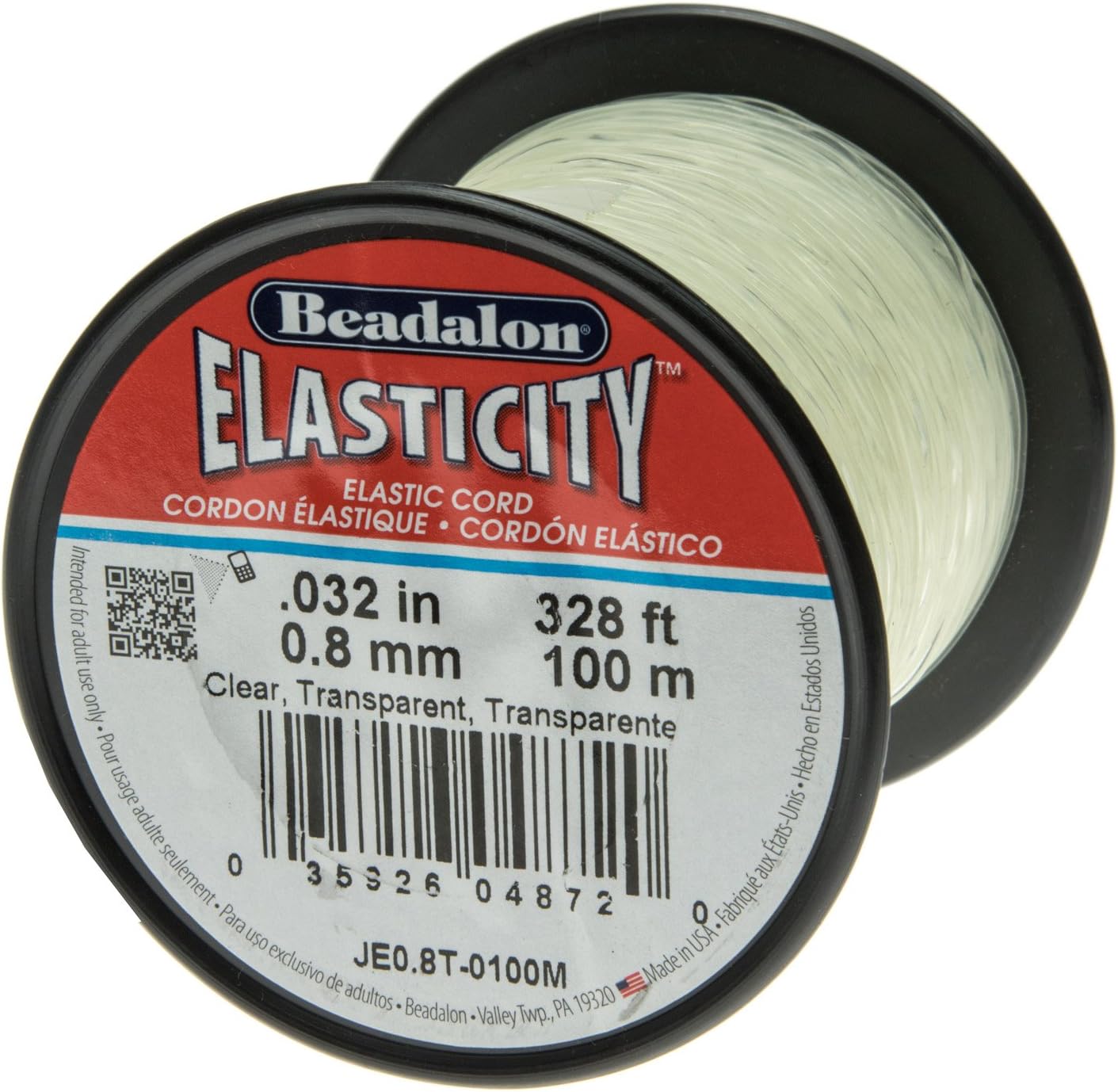 Elasticity Bead Cord, Clear, 0.8 Millimeters, 100 Meters | BDC-456.00
