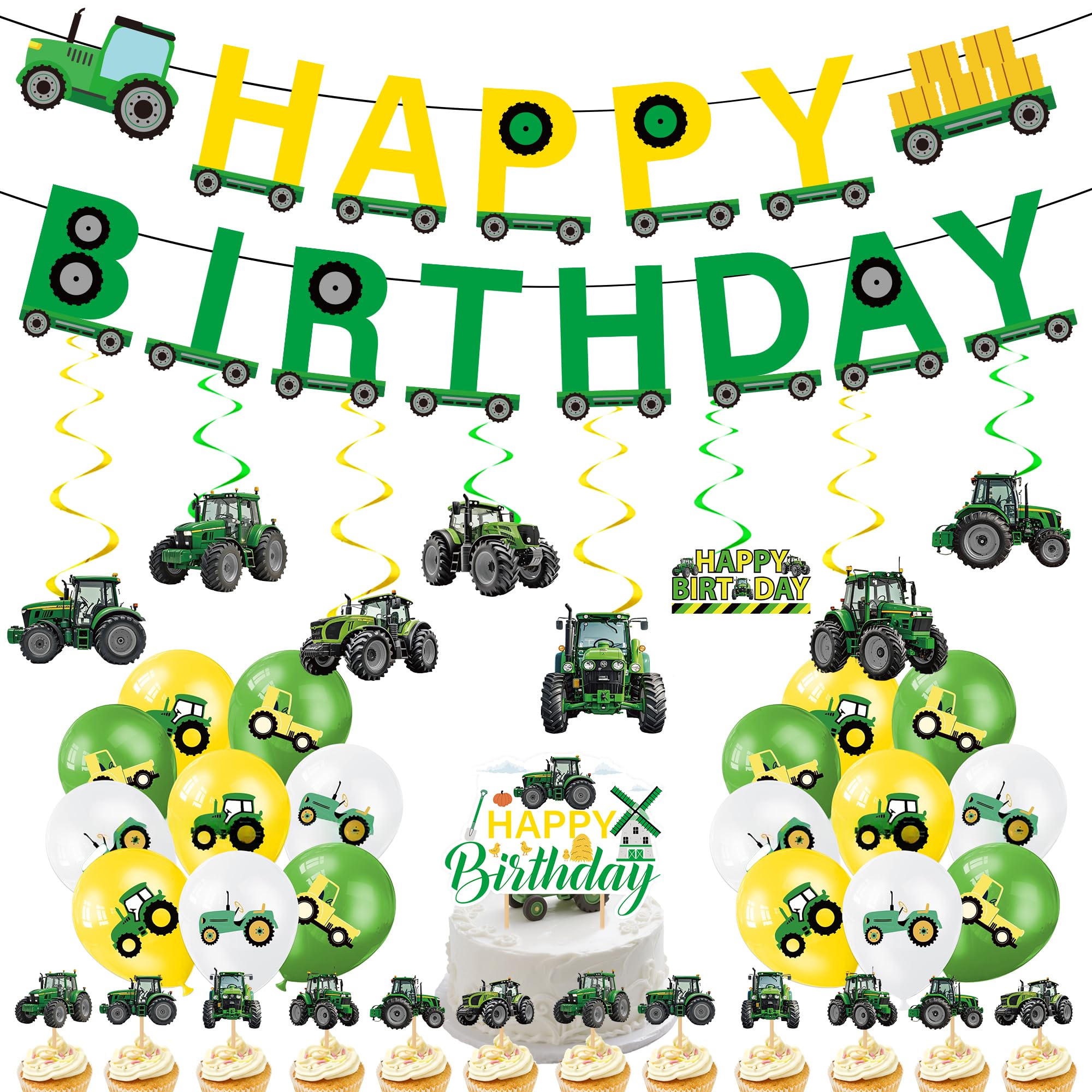 Tractor Birthday Party Decorations Balloons - 41 Pcs Digger Party Supplies