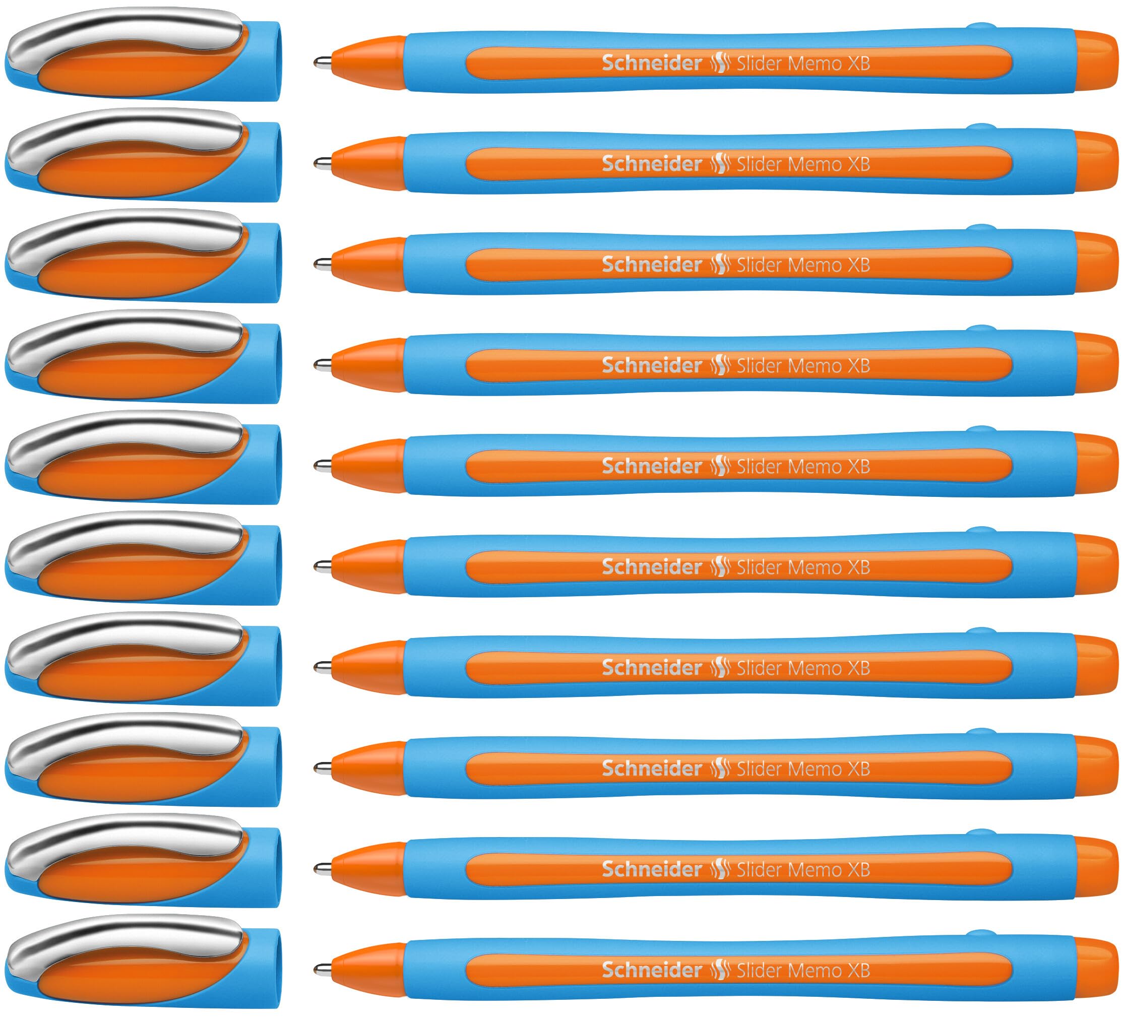 Schneider Slider Memo XB - Bolígrafo (10 unidades), color azul y naranja