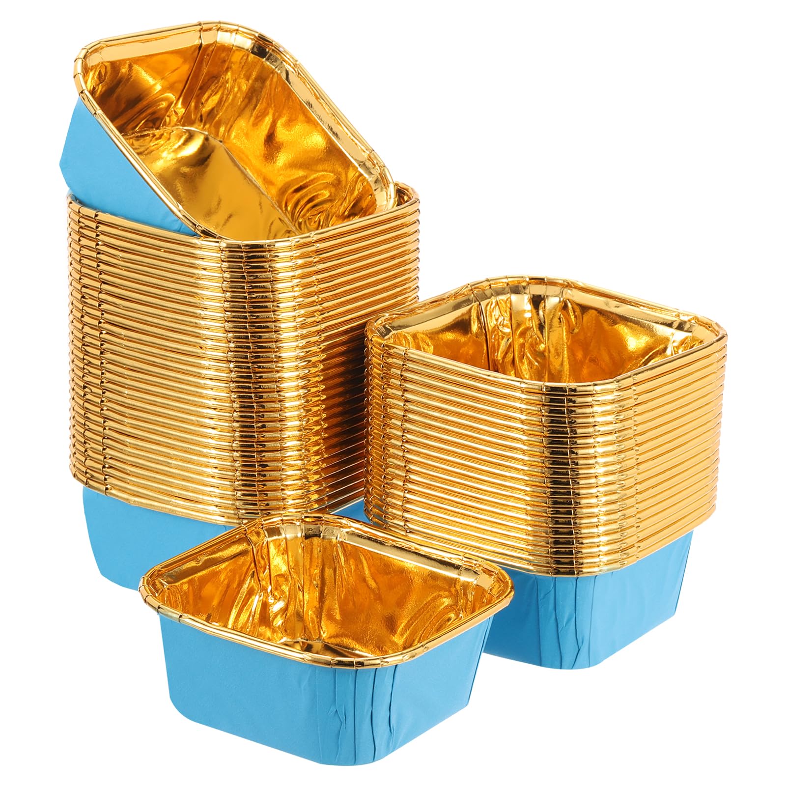 Moule à cupcake bleu carré en aluminium sulfurisé pour pâtisserie de fête lot de 50