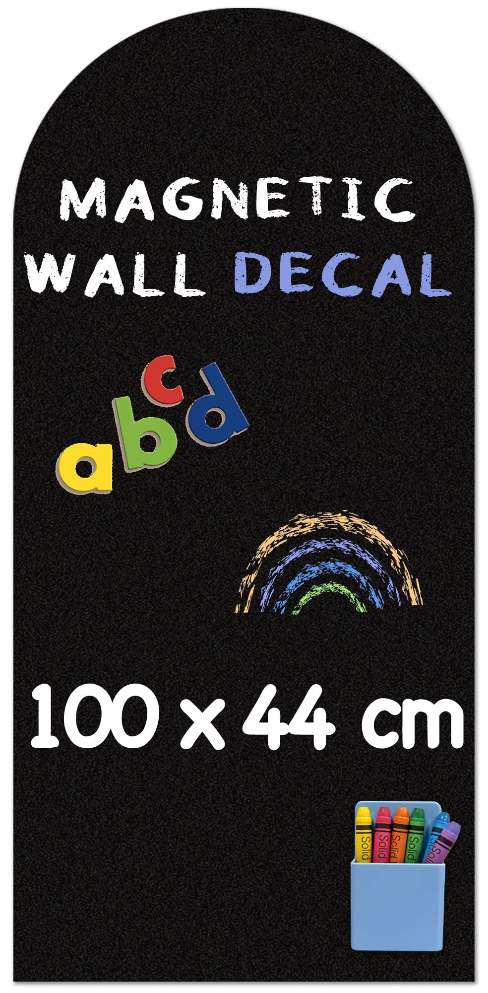 HeatPomelo Magnetic Wall Sticker - 100 x 44 cm Arch & Matte Blackboard Surface - Magnetic Chalkboard Sticker for Home Classroom & Creative Spaces (Black)
