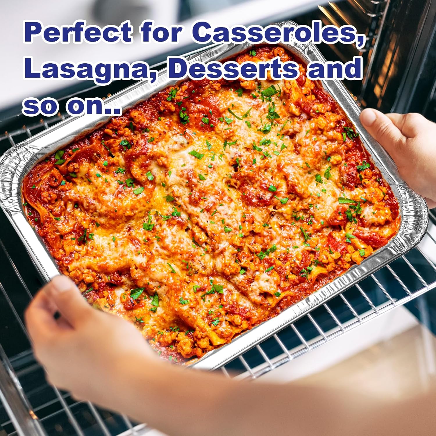 9x13 Aluminum Pans with Lids, 30 Pack Extra Heavy Duty Large Foil Pans, Disposable Aluminum Trays for Baking, Cooking, Roasting Turkey, Food Prepping