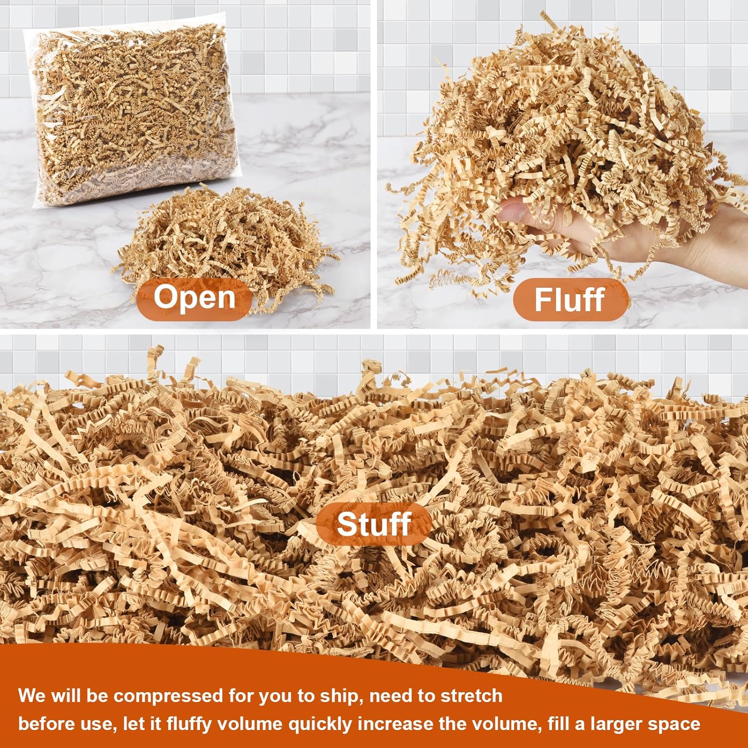 Darfukei Crinkle Paper Filler, 1/2LB(8 oz) Shredded Paper For Gift Baskets, Kraft For Christmas gifts, Crinkle Cut Paper Shred For Birthdays, Weddings,Boxes Bags, Basket Filler, Anniversaries, Gift Wrapping - Image 3