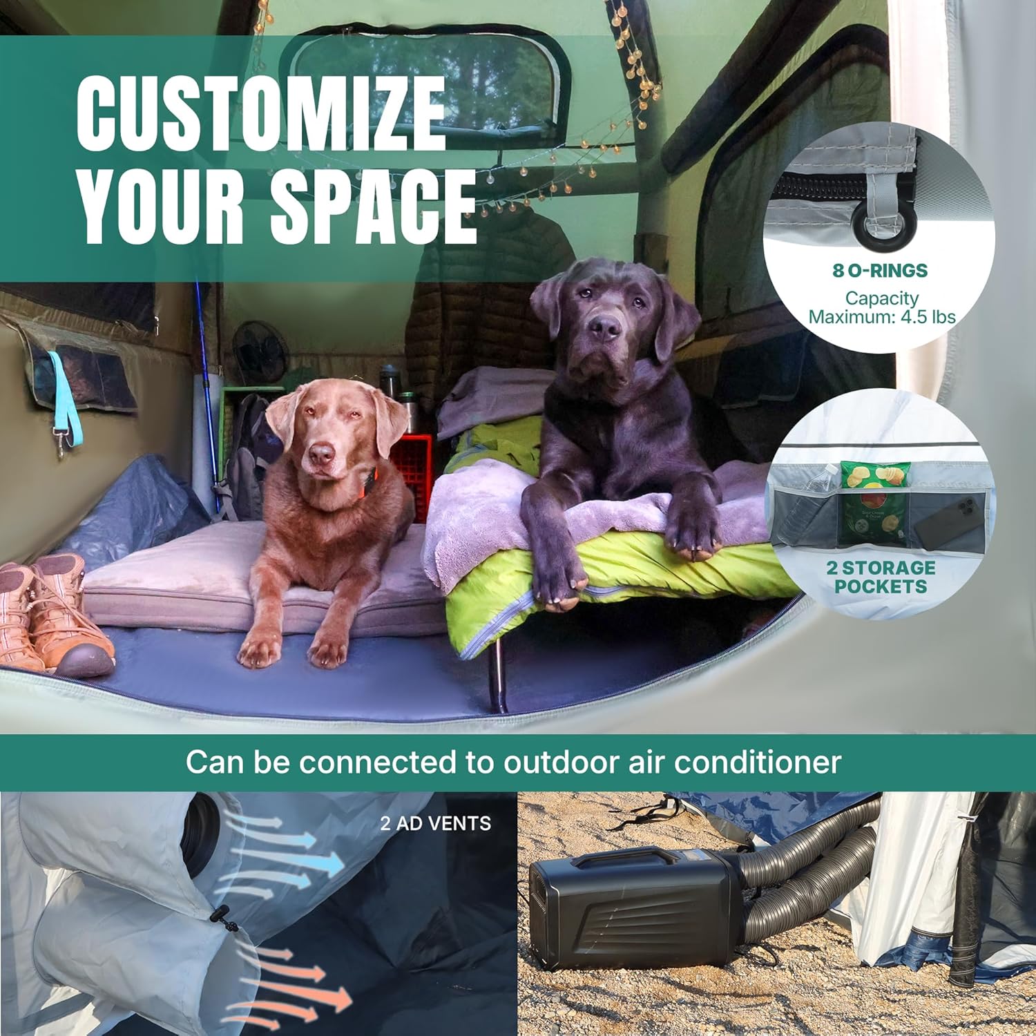 Niphean Truck Bed Tent for Camping 5.5ft-8ft for 2+1 People, 2 Mins Fast Setup Inflatable Pickup Truck Tent, PU 3000mm Waterproof & High-Strength Windproof, Spacious Interior for Multi-Landscape