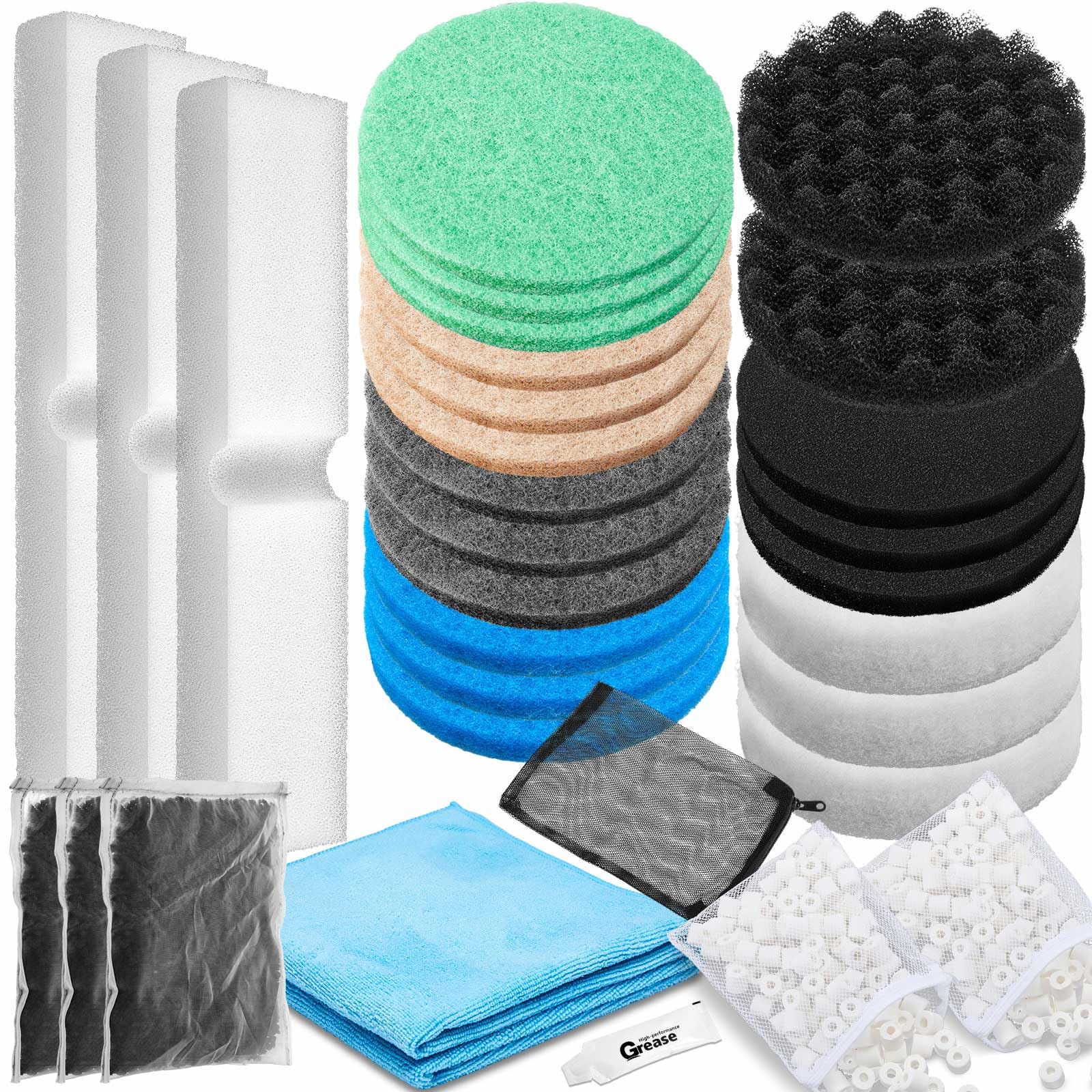 Threlaco Kit de filtro de repuesto de 28 piezas compatible con Fx2/FX4/FX5/FX6, incluyendo almohadilla de carbono, almohadillas Bio-Sponge+, almohadilla de pulido de agua, esponja de limpieza rápida
