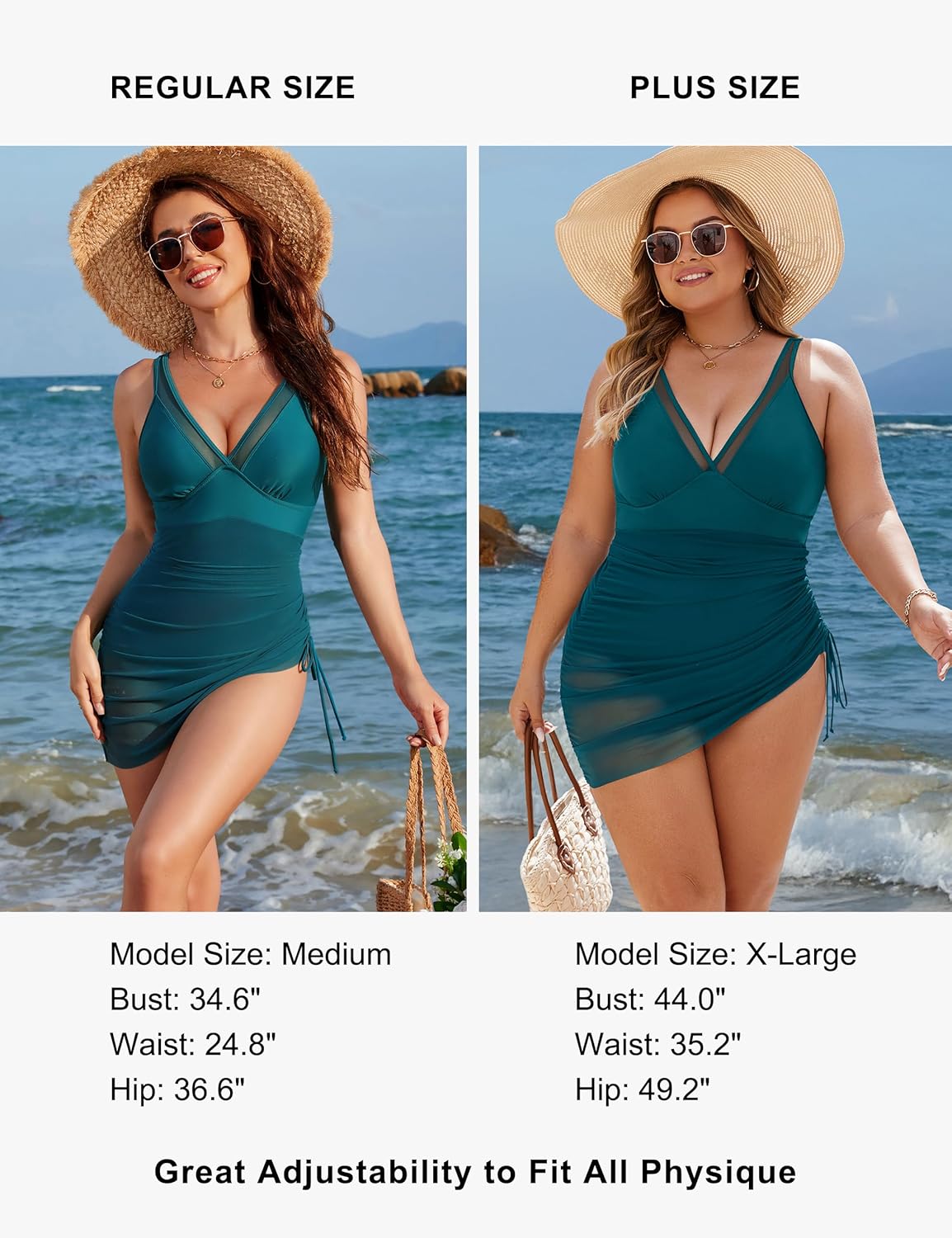 Blooming Jelly Women's One Piece Swimsuit Tummy Control Swim Dress Modest Bathing Suit Mesh Sarong Wraps Swim Suits - Image 5
