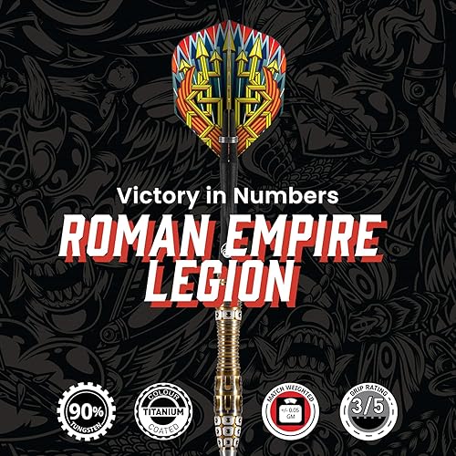 Miniatura 2 de Shot! Darts Roman Empire Legion - Juego de dardos de punta de acero con peso frontal 90% de tungsteno