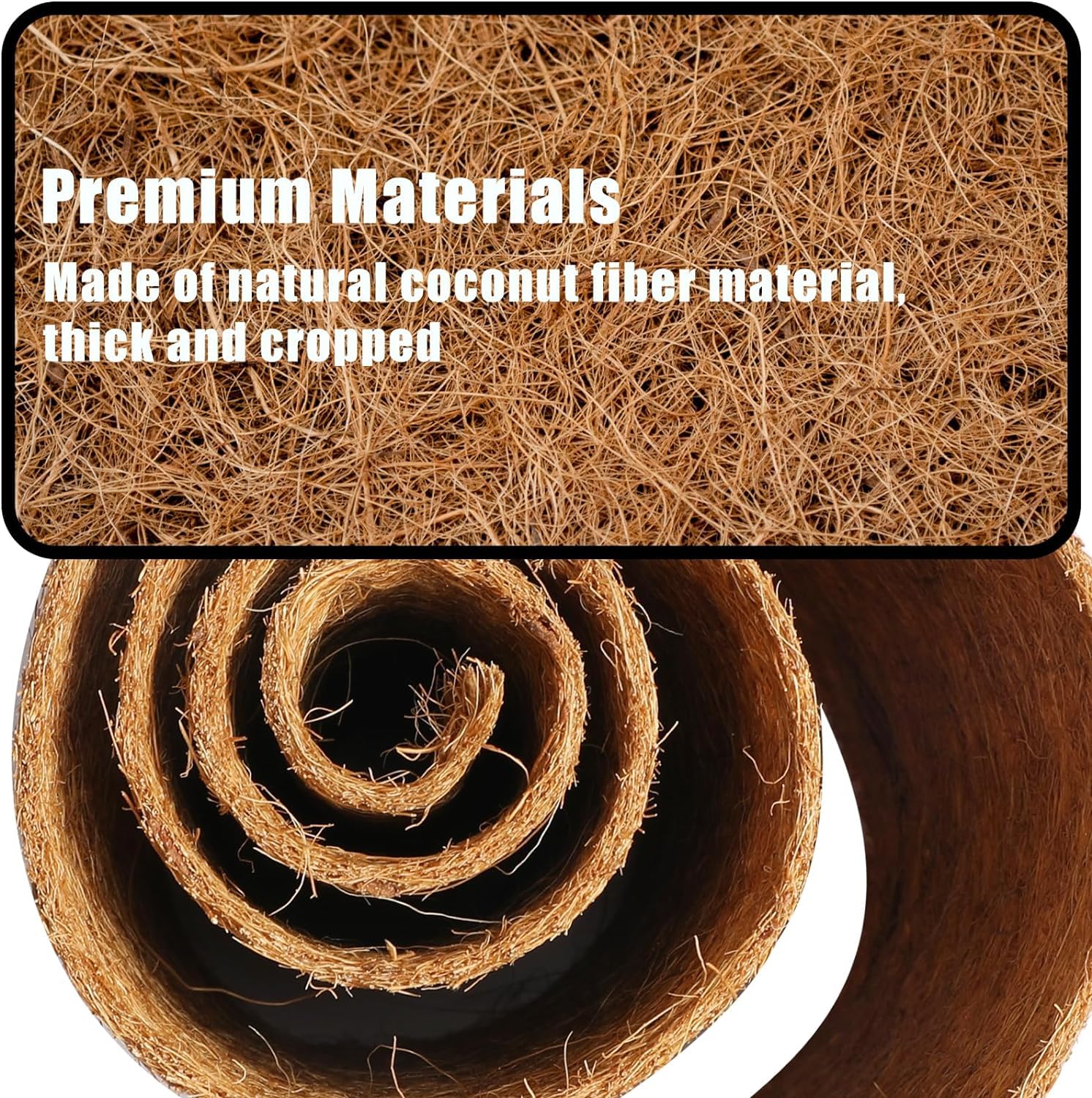 Rouleau de revêtement en fibre de coco 40,6 x 203,2 cm, tapis de sol en fibre de coco pour jardinières, tapis de sol pour reptile, nichoir de poulet, tapis de nidification pour tortue, feuille