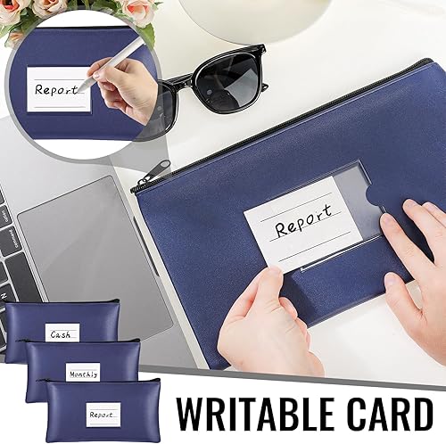 Miniatura 5 de 6 bolsas de dinero con cremallera, de piel sintética, bolsa de seguridad para dinero, soporte para recibos, cartera con etiqueta para dinero en