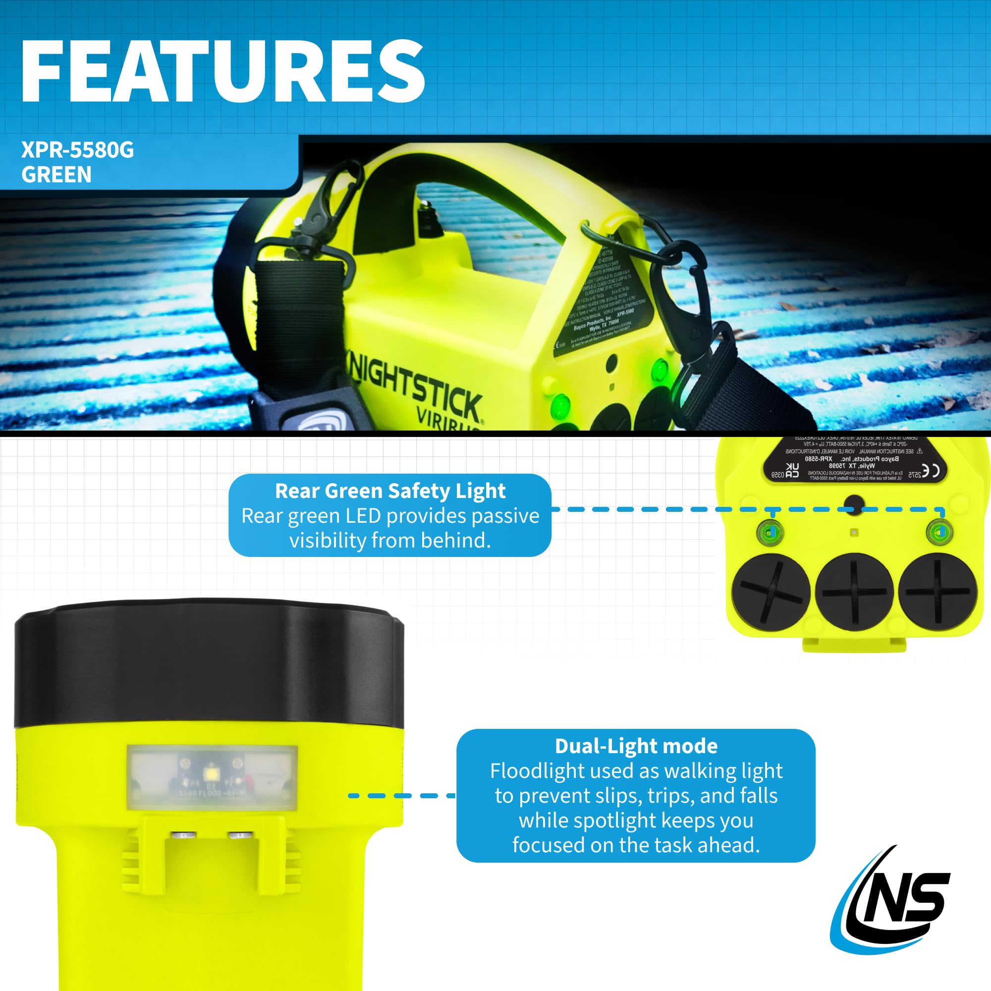 Nightstick XPR-5580G Viribus 80 Intrinsically Safe 300 Lumens Dual