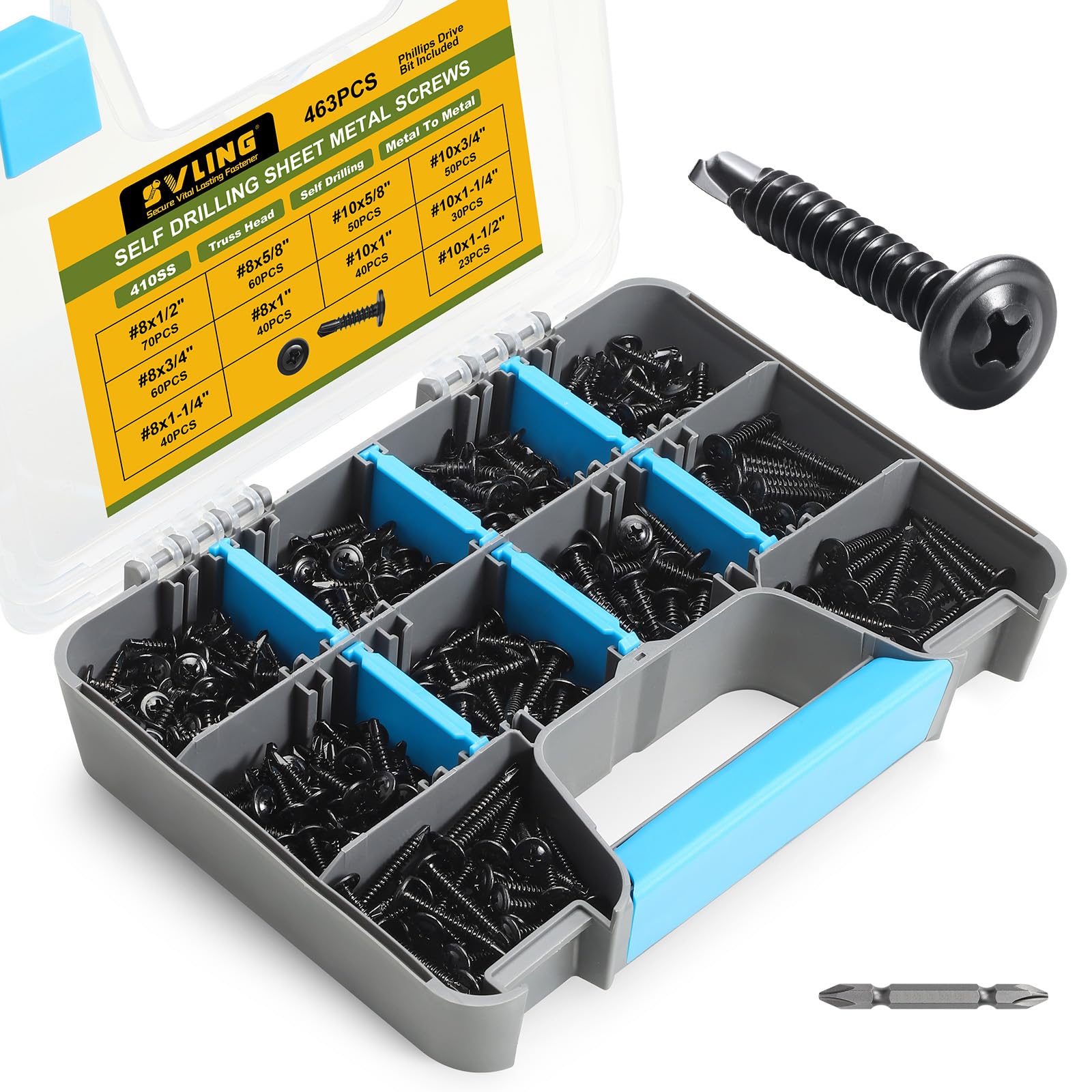 Black Self-Tapping Screws - 190PCS Kit -7