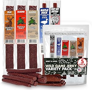 Wild Game Meat Snacks (5 Pack) Exotic Variety Assortment Sampler, HIgh Protein, Gift for Men/Dad, Stocking Stuffer, Adventure Enthusiast, Unique Snacks