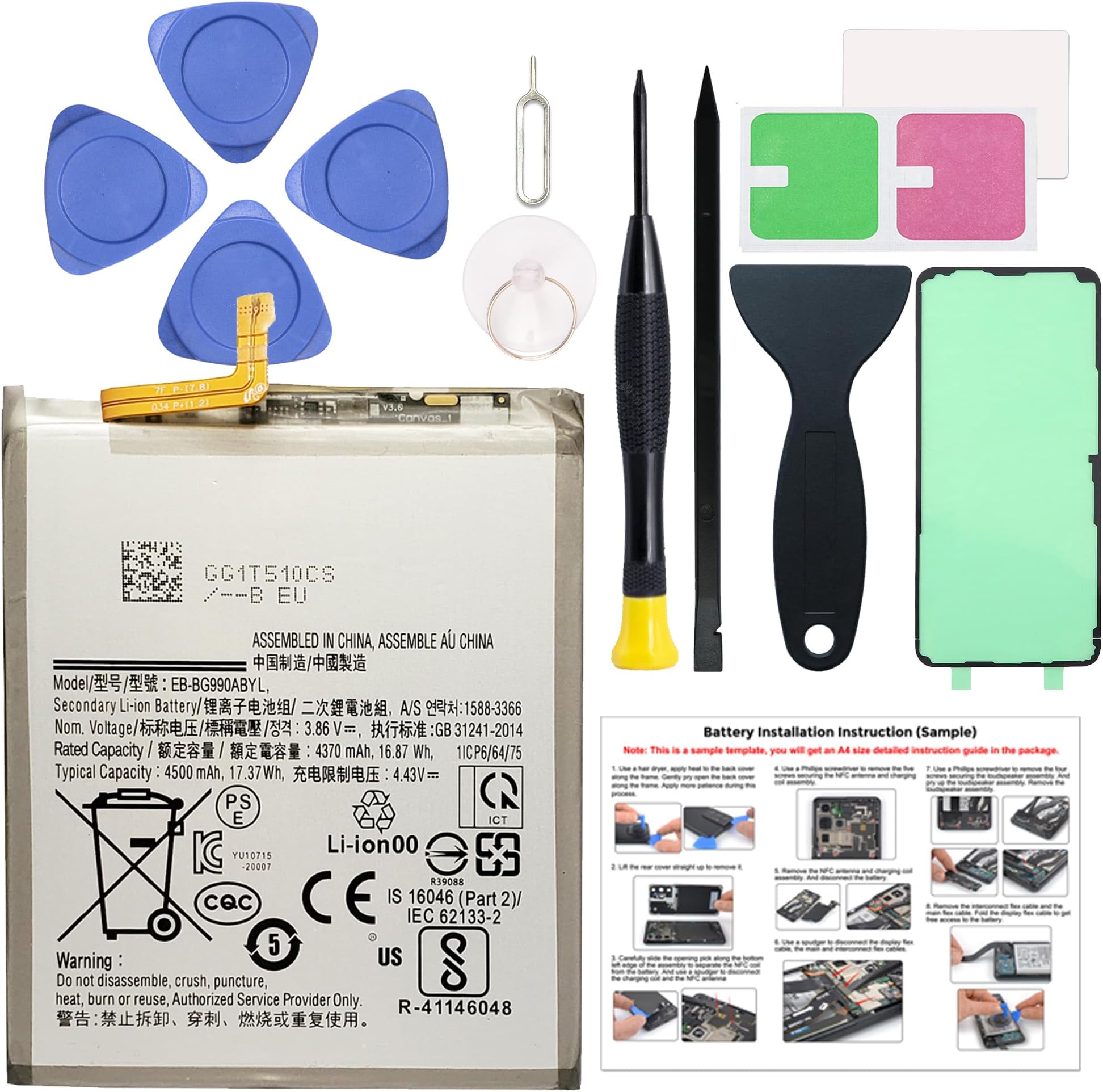 New Upgraded Battery for Galaxy S21 FE, EB-BG990ABY Replacement Battery Compatible with Samsung Galaxy S21 FE, with Repair Tools & Instruction