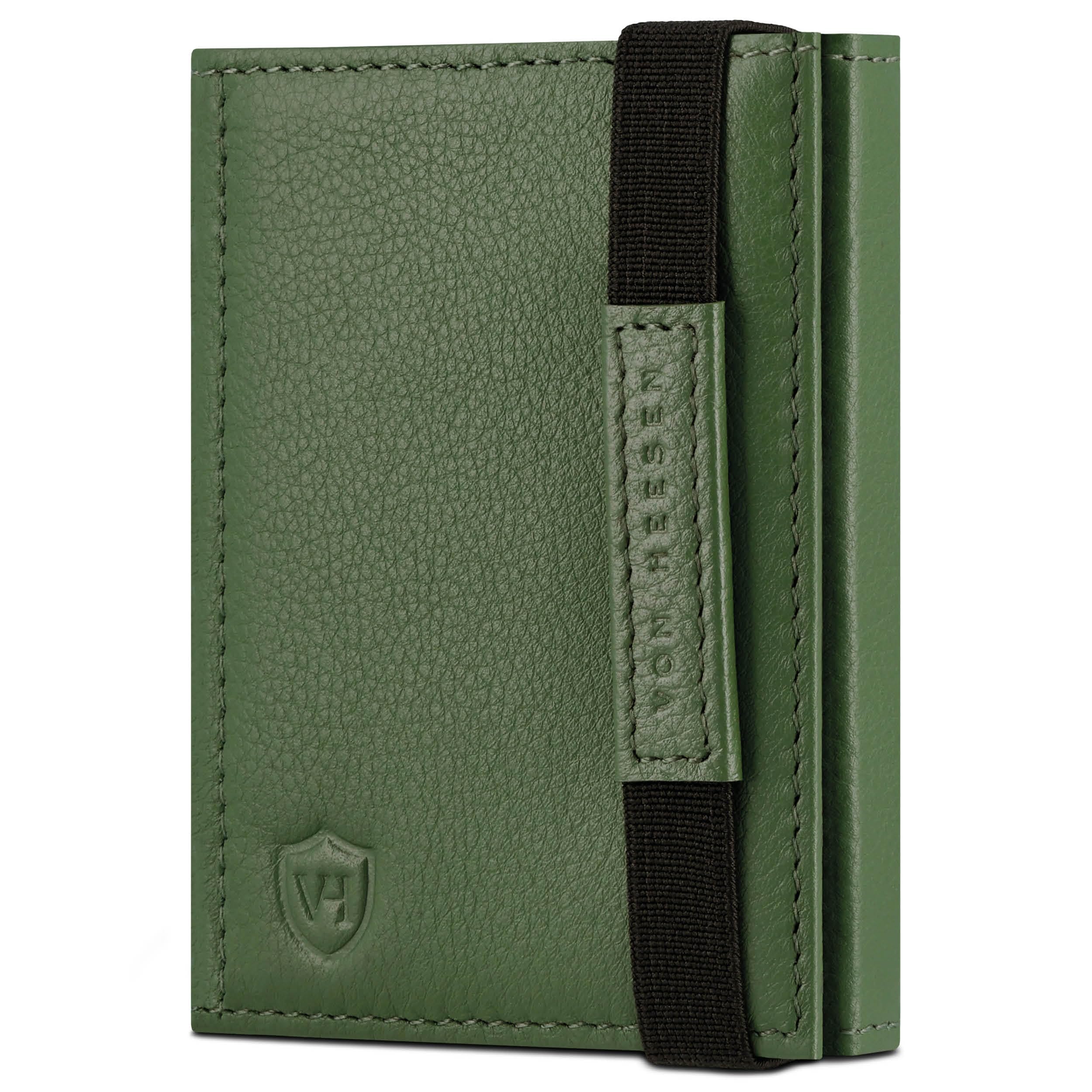 VON HEESEN Slim Wallet mit RFID Schutz - Geldbörse Herren klein - Mini Geldbeutel Damen Portmonee - Kartenetui Echtleder Karten Portemonnaie - Leder Kreditkartenetui