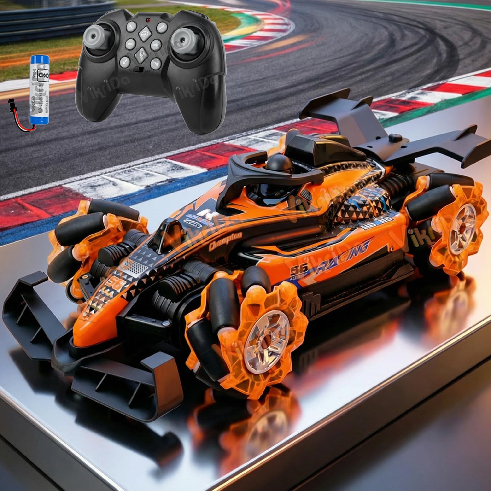 VikriDA 1:14 Stunt RC Car with Double Smoke & LED Lights | 2.4GHz