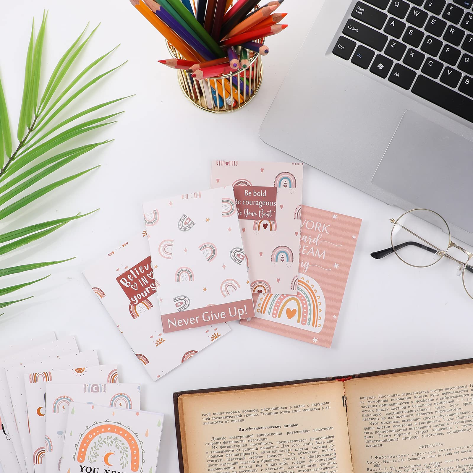 Colarr Regalos inspiradores, mini diario motivacional de arcoíris bohemio de bolsillo pequeño a granel, cuadernos inspiradores de agradecimiento, blocs de notas para estudiantes, suministros de