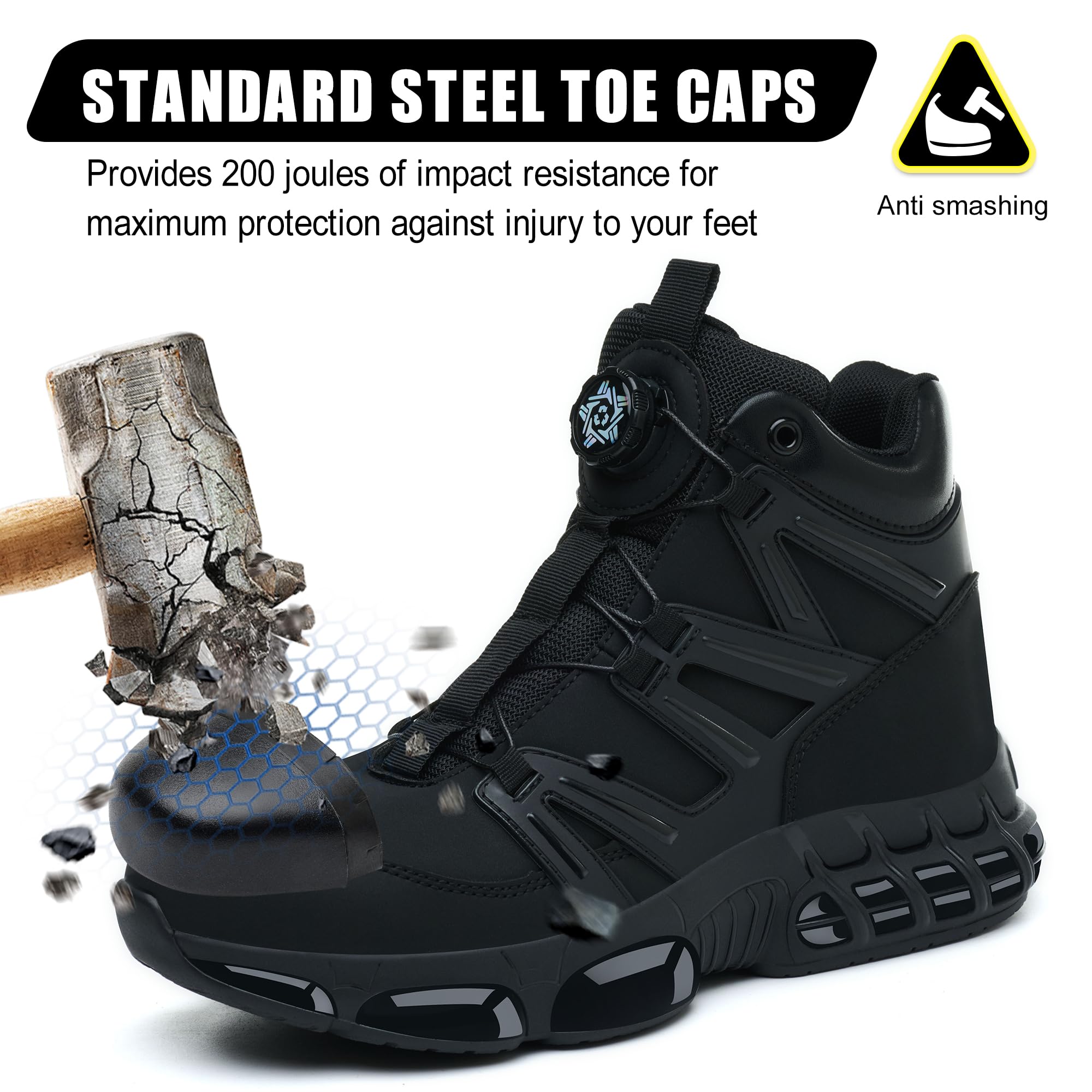 Botas de seguridad para hombre y mujer, con puntera de acero, ligeras, de seguridad, con amortiguación de aire, para el trabajo