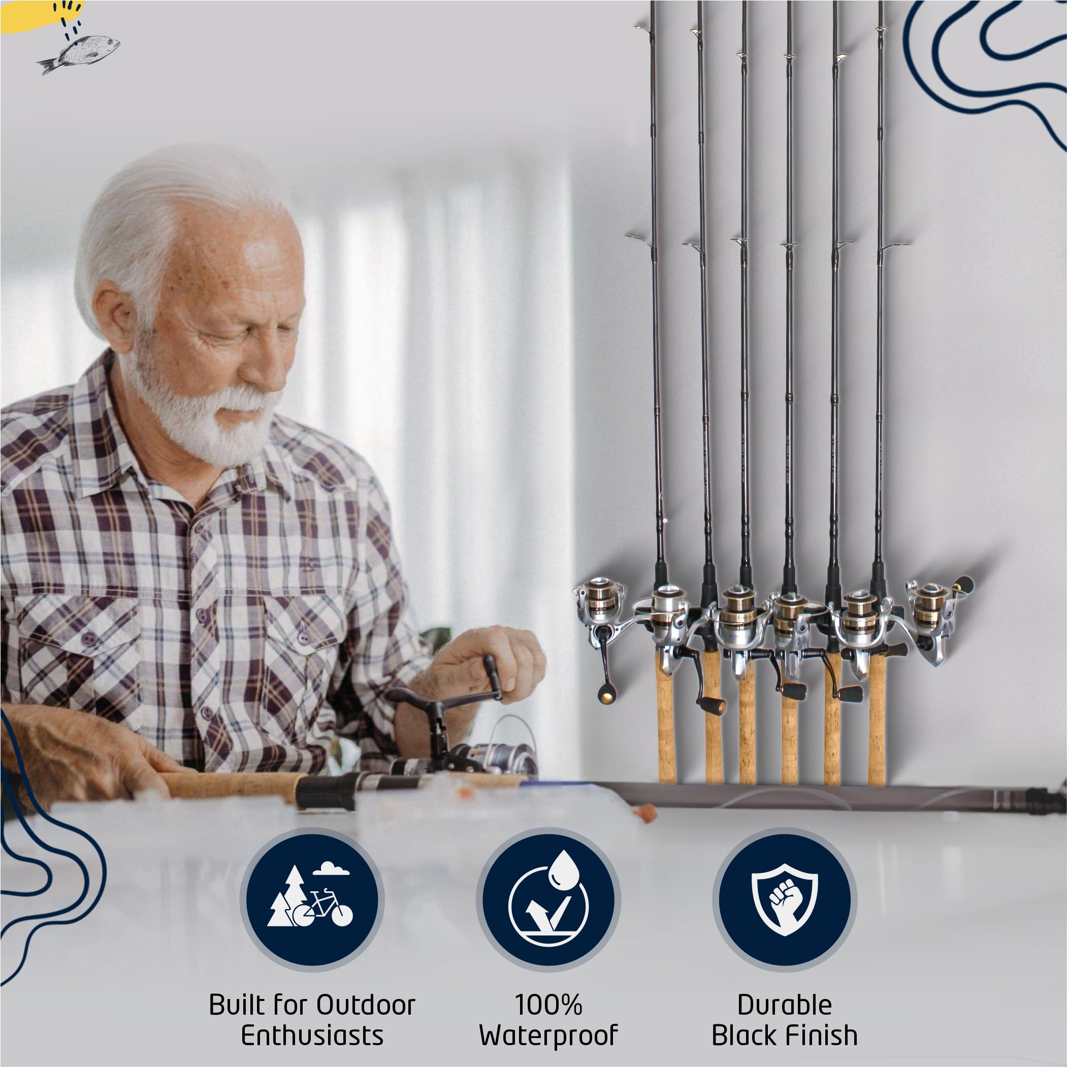 Angelrutenhalter Für Die Wand - 6-fach Aufbewahrung Ohne Bohren