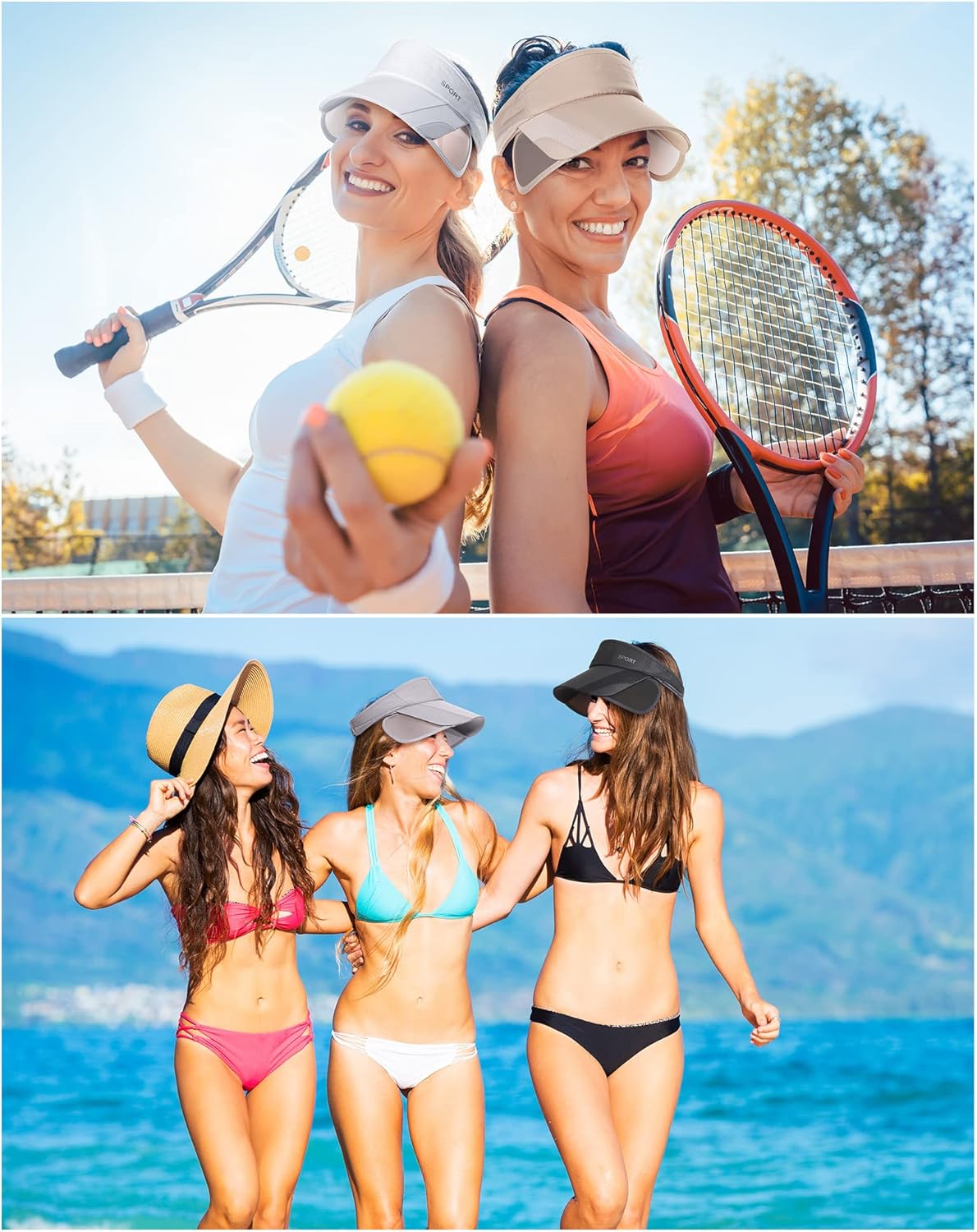 Jiuguva 6 Pcs Summer Golf Sun Visor Hats for Women Men Golf Hat Sport Sun Protection Cap for Beach Running Applications