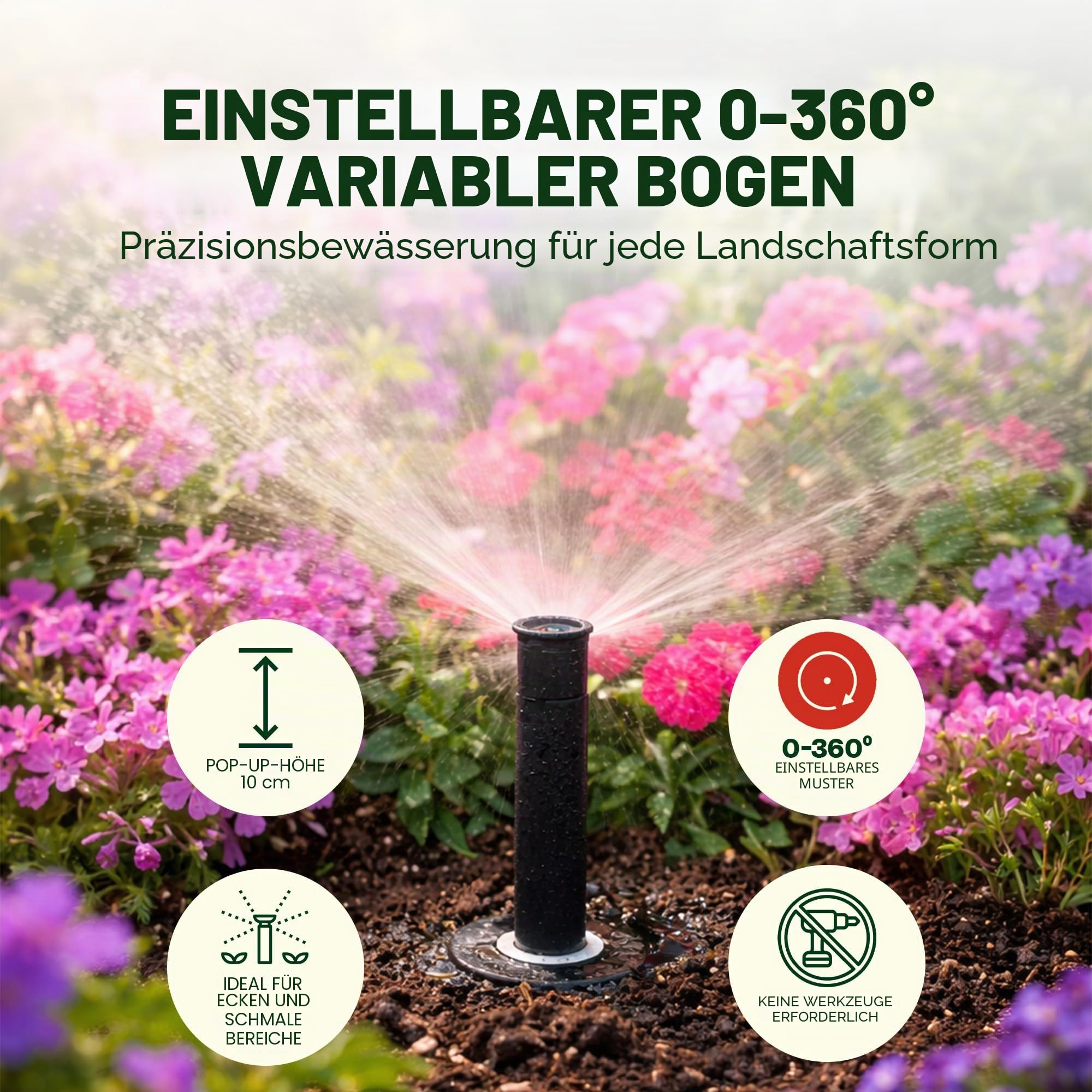 Rain Bird 1804VAN – 10,2 cm Professioneller Sprinkler – 5er-Pack – verstellbares Muster (0 bis 360 Grad)