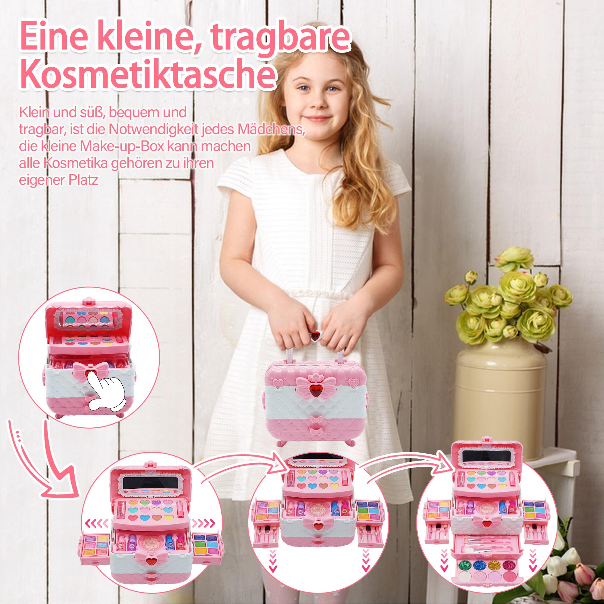 Aimiffy Trucchi per Bambine Set - 63 PZ Trucco per Bambina Anallergici Lavabili e Sicuri Ragazze, Valigetta Trucchi Bambina, Giochi Bambina Natale Compleanno Regalo Bambina 3 4 5 6 7 8 9 10 Anni 