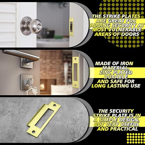 Miniatura 4 de Tandefio 4 piezas 4-78 pulgadas placa universal de huelga de puerta en T placa de huelga de puerta placa de bloqueo placa trasera de puerta con