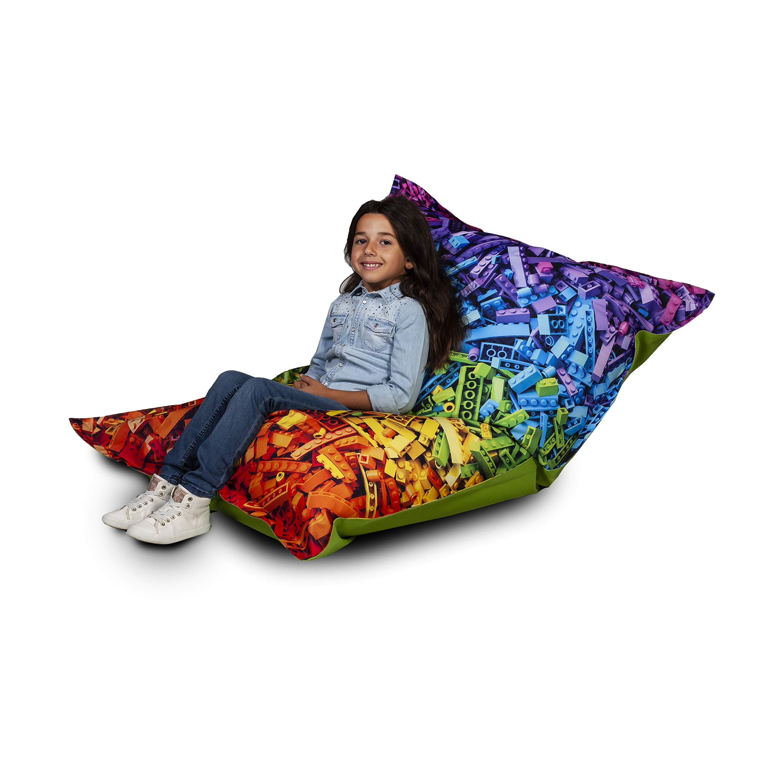 Ecopuf Coussin | Pouf géant XL 140 x 100 cm Design moderne | Pour s'asseoir et s'allonger confortablement | Housse amovible | Utilisation intérieure et extérieure | Pouf avec perles EPS | Housse