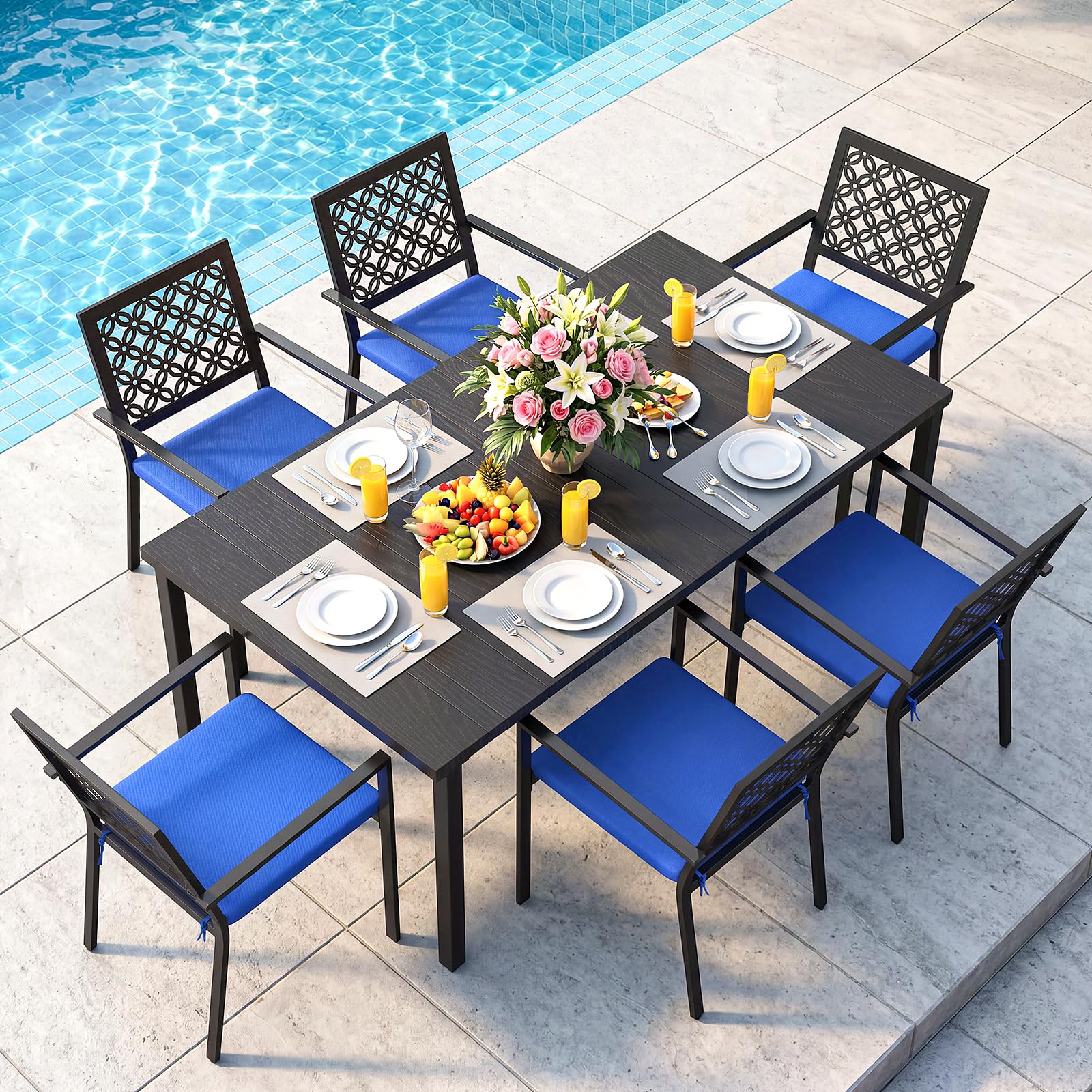 All-Weather Wood Grain Outdoor Dining Set