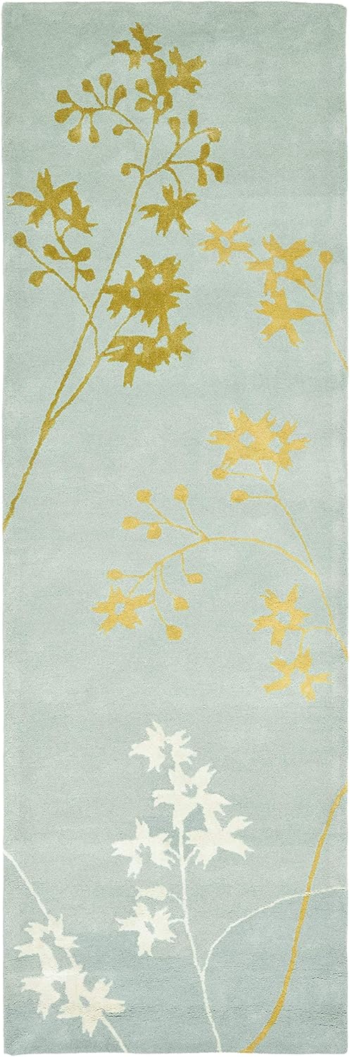 SAFAVIEH Soho Collection Runner Rug - 2'6" x 14', Light Blue & Multi, Handmade Wool & Viscose, Ideal for High Traffic Areas in Living Room, Bedroom (SOH316C)