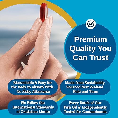 Miniatura 3 de Xtendlife Aceite de pescado Omega 3 QH + CoQ10 para corazón, cerebro, articulaciones y piel, 1100 mg Omega - 3 con DHA, EPA, ubiquinol, astaxantina
