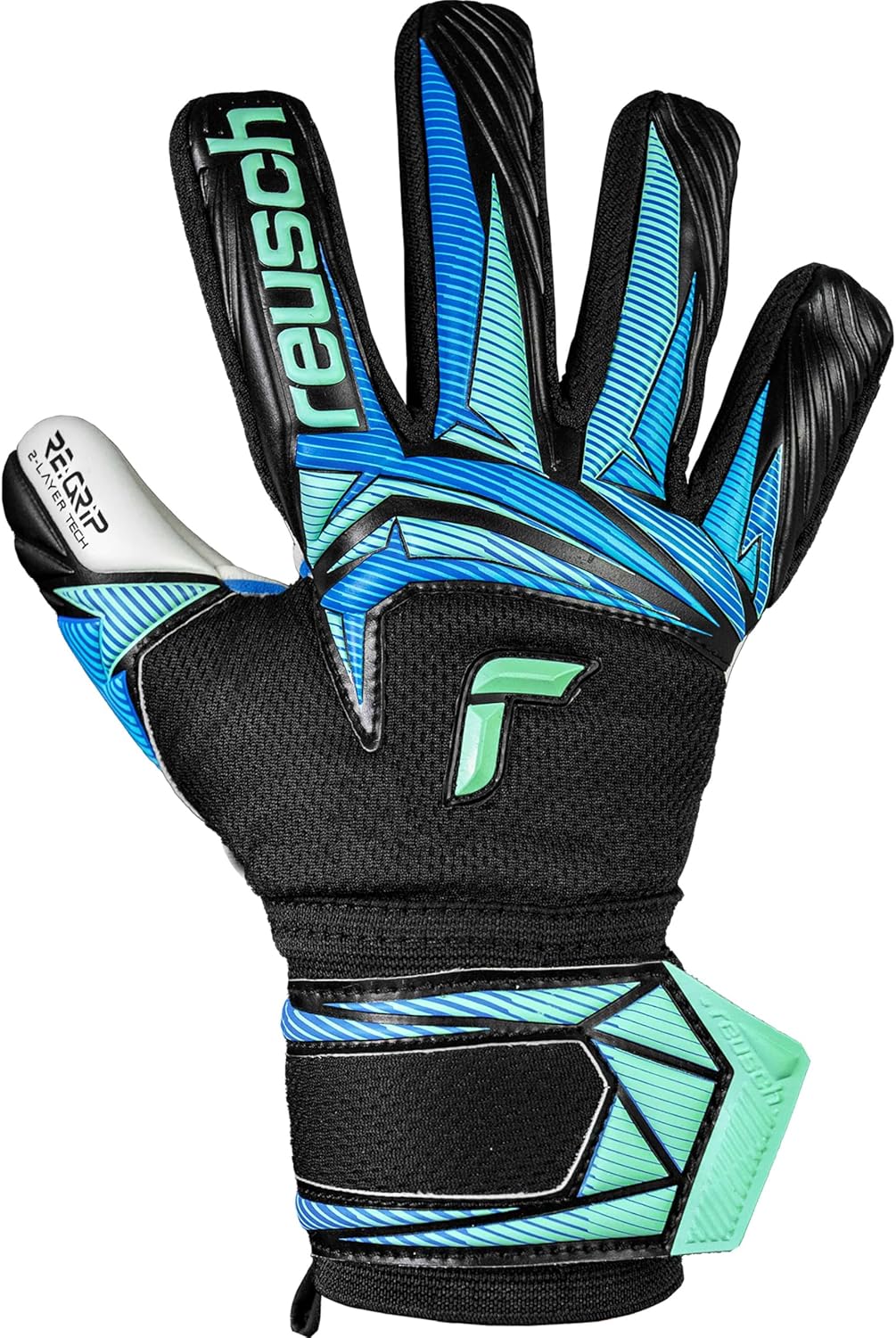 Reusch Attrakt RE:Grip NC Junior Goalkeeper Gloves Size 5 Black/Blue/Green